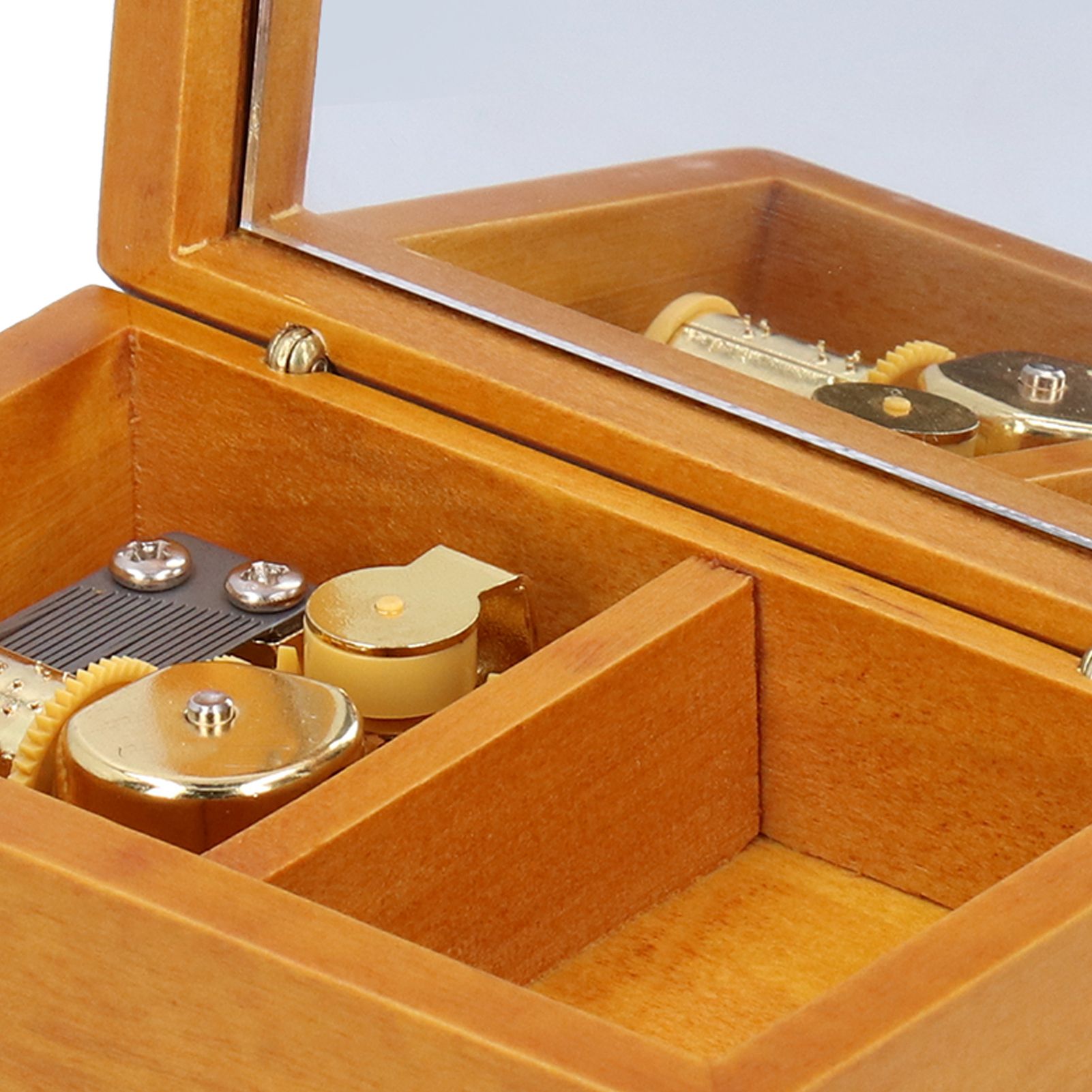 Wooden Decoration Musical Jewelry Storage Case with Mirror Desktop Music Box view 12