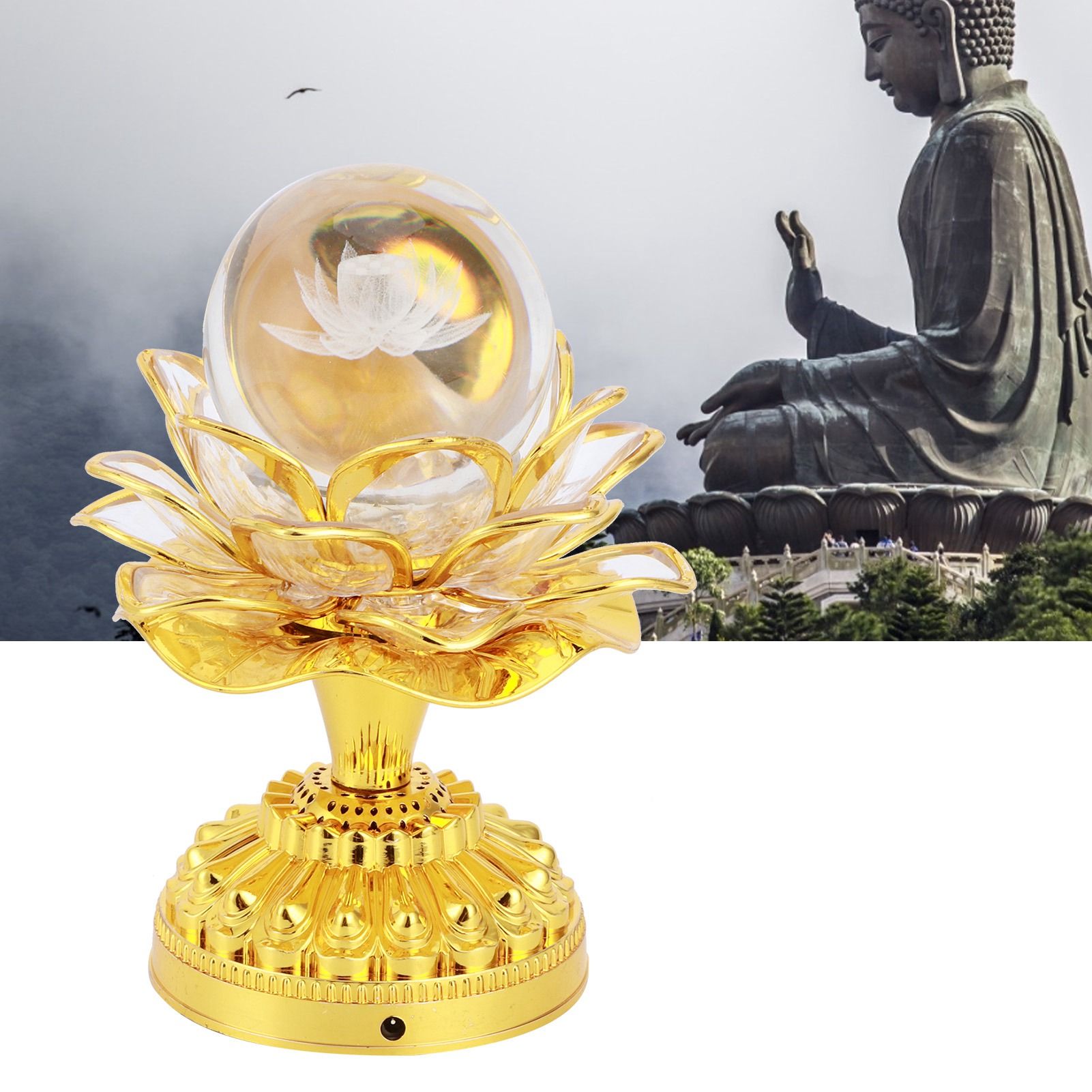 Crystal Lotus Lamp LED Colorful Bright Light for Buddhist Meditation Home view 9