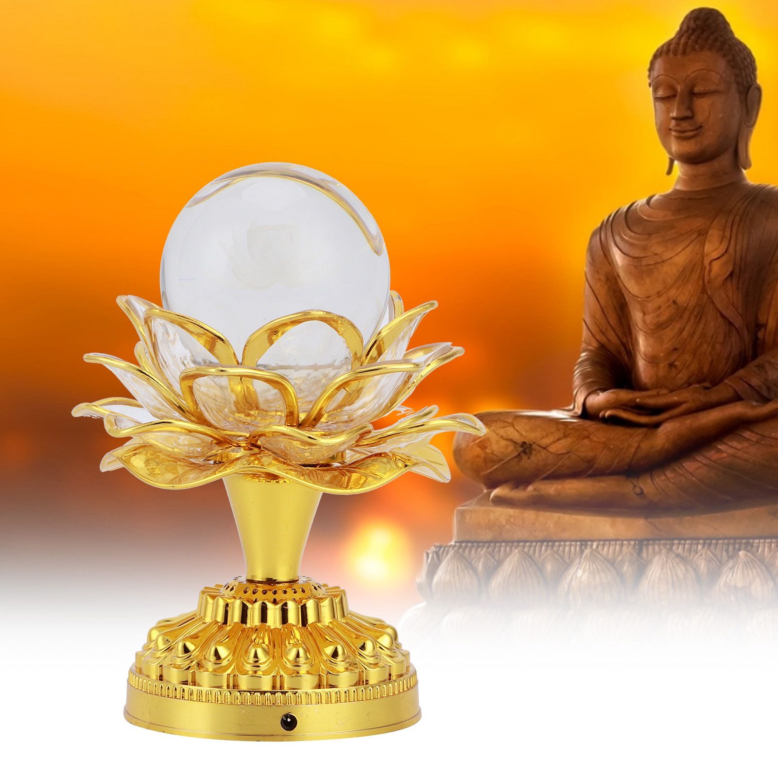 Crystal Lotus Lamp LED Colorful Bright Light for Buddhist Meditation Home view 10