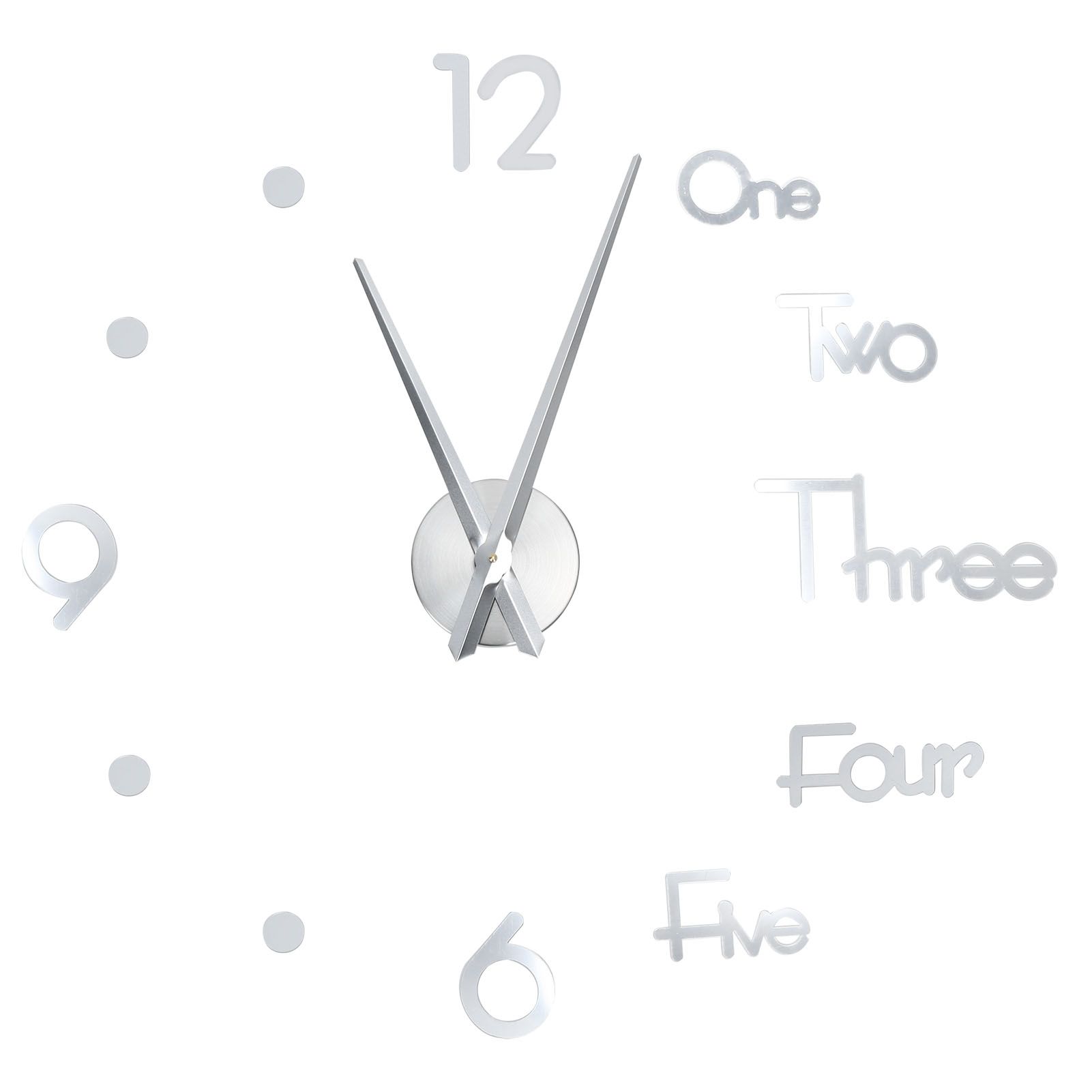 Frameless Adhesive Wall Clock DIY Mirror Surface Sticker for Home Office Room view 2