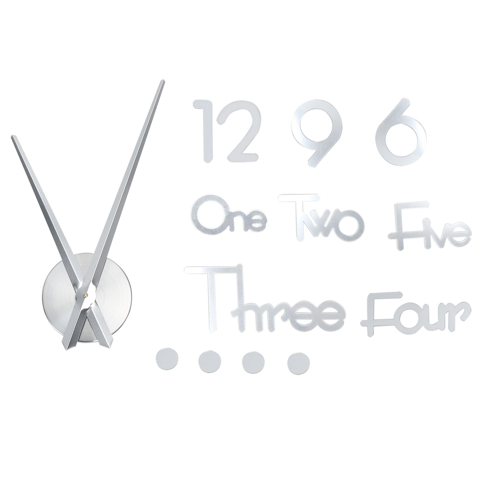 Frameless Adhesive Wall Clock DIY Mirror Surface Sticker for Home Office Room view 3