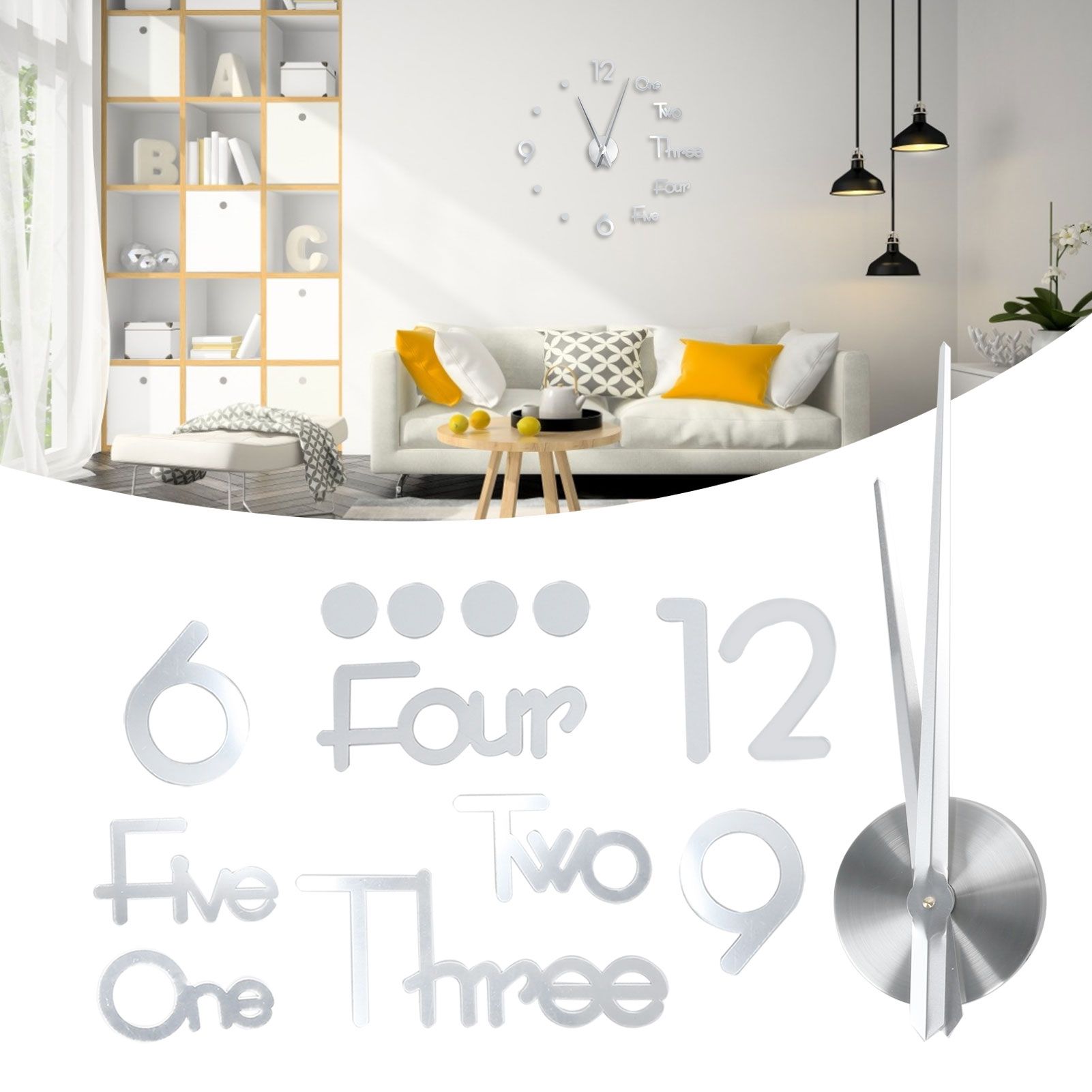 Frameless Adhesive Wall Clock DIY Mirror Surface Sticker for Home Office Room view 10