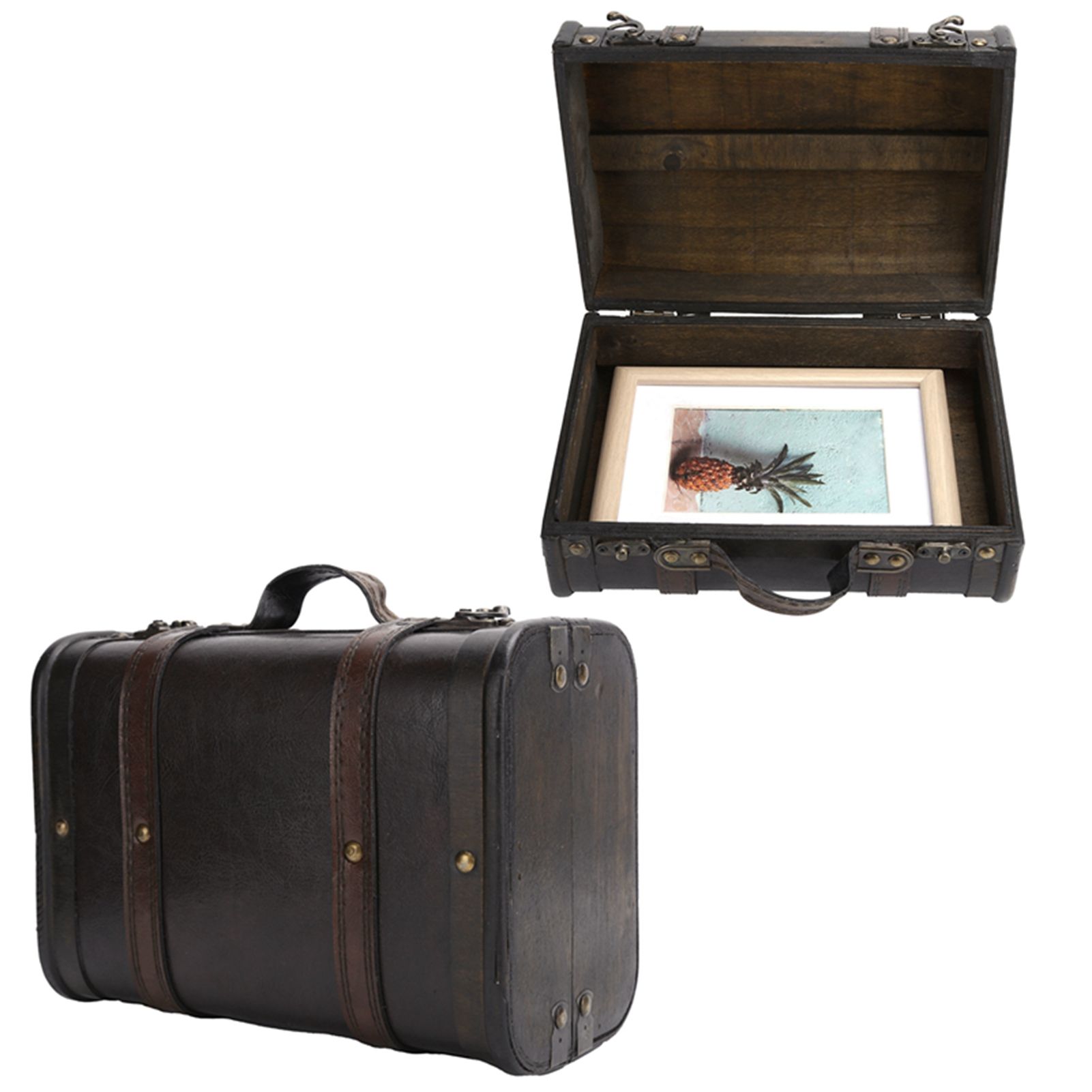 Retro Suitcase Wooden Storage Box Studio Decoration Window Display Photography view 9