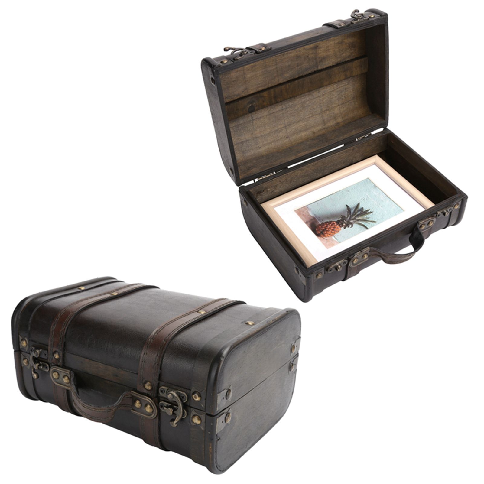 Retro Suitcase Wooden Storage Box Studio Decoration Window Display Photography view 10