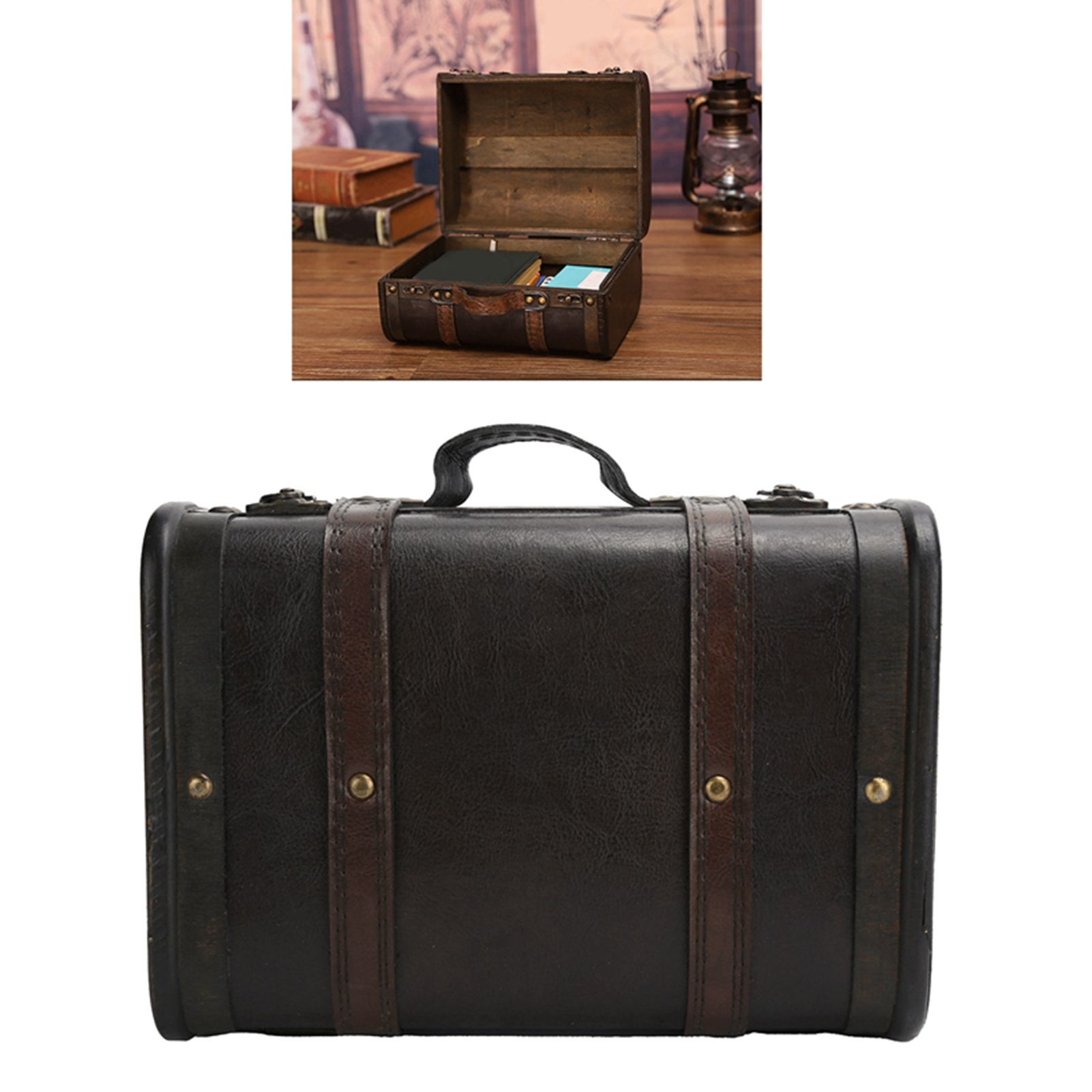 Retro Suitcase Wooden Storage Box Studio Decoration Window Display Photography view 11