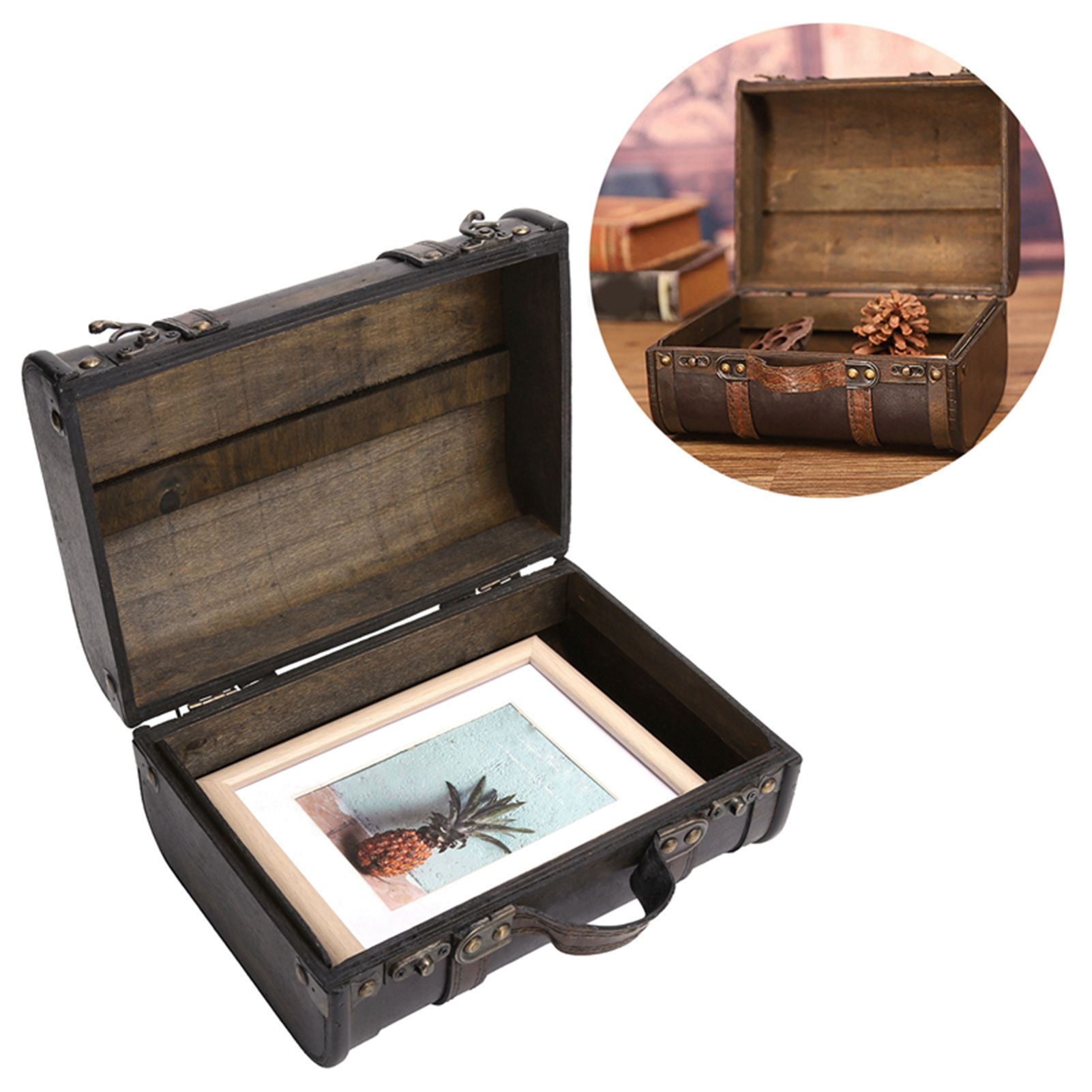 Retro Suitcase Wooden Storage Box Studio Decoration Window Display Photography view 12