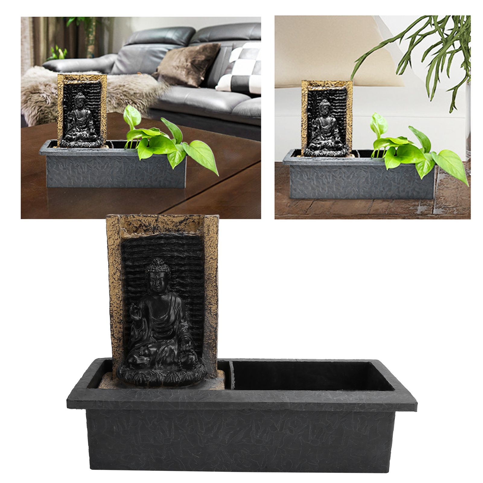 Desktop Waterfall Fountain Resin Buddha Landscape Decoration Tabletop Water view 10
