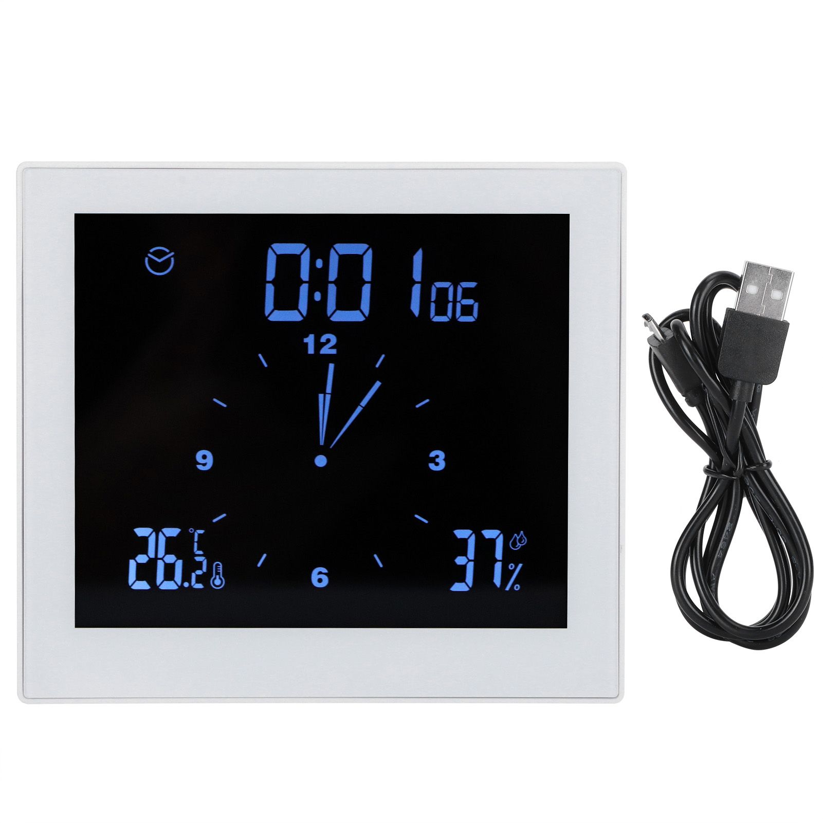 Digital Alarm Temperature Humidity Display Clock Indoor Table Timer view 2