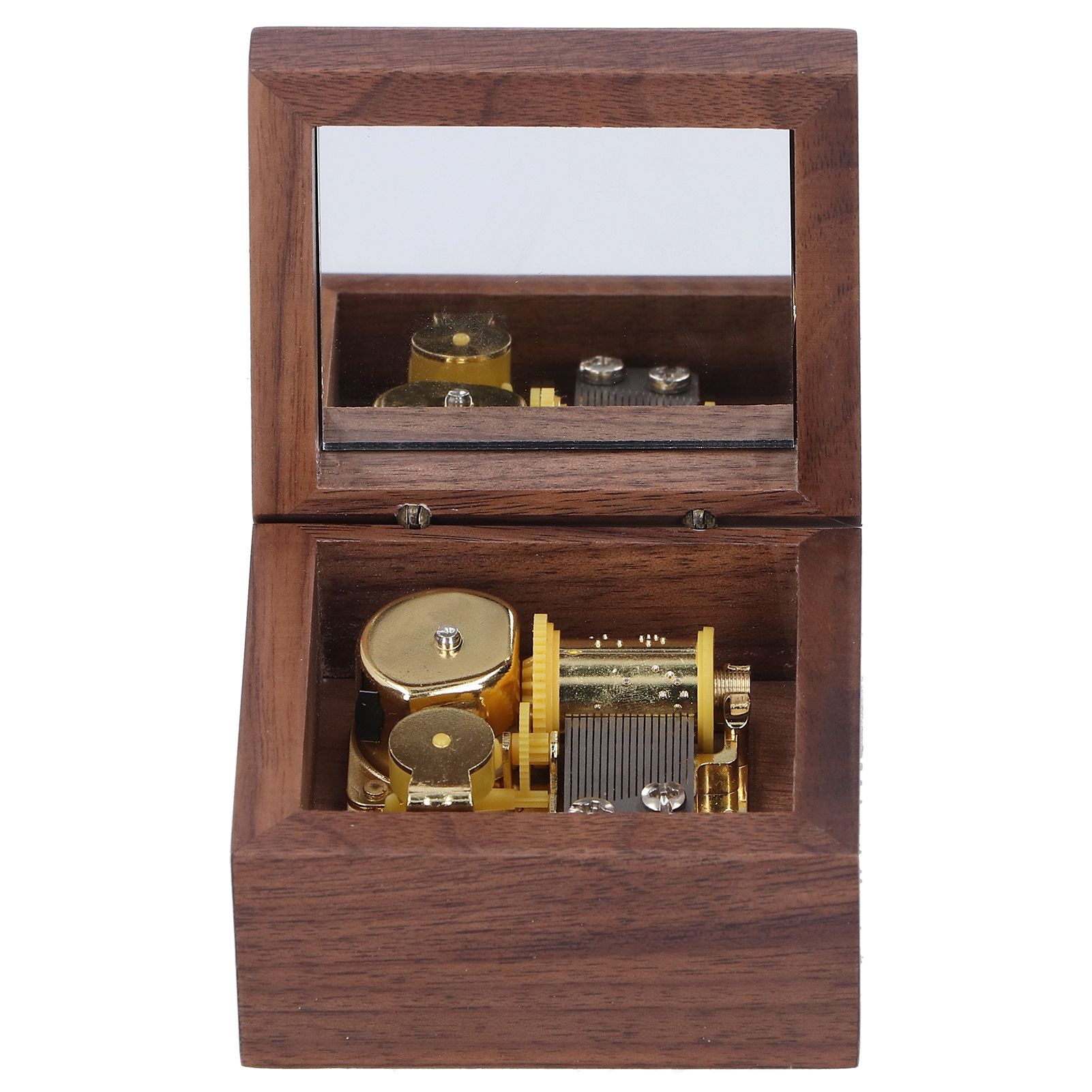 Walnut Wood Music Box Clockwork Musical Box Wooden Handicraft Gift for view 3