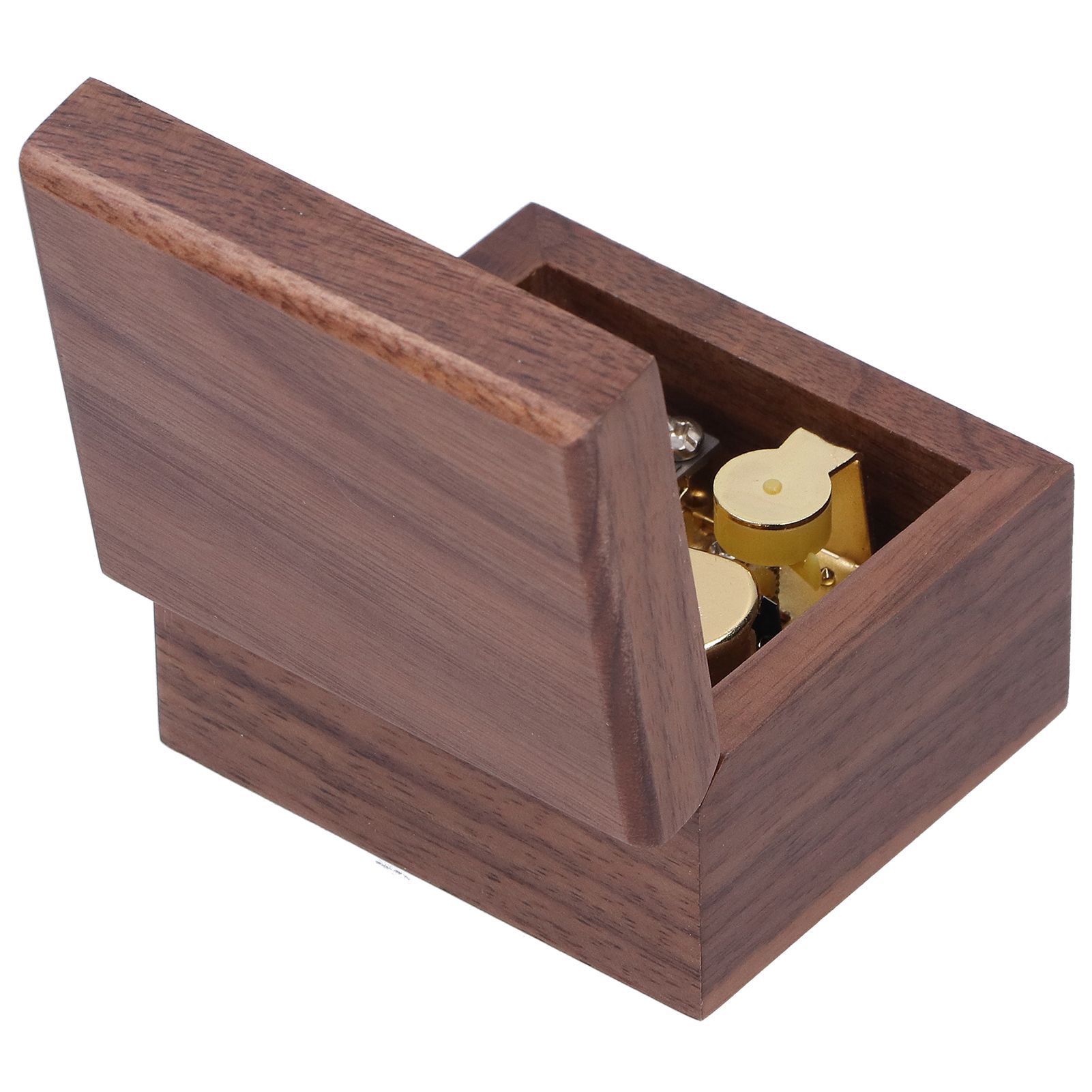 Walnut Wood Music Box Clockwork Musical Box Wooden Handicraft Gift for view 5
