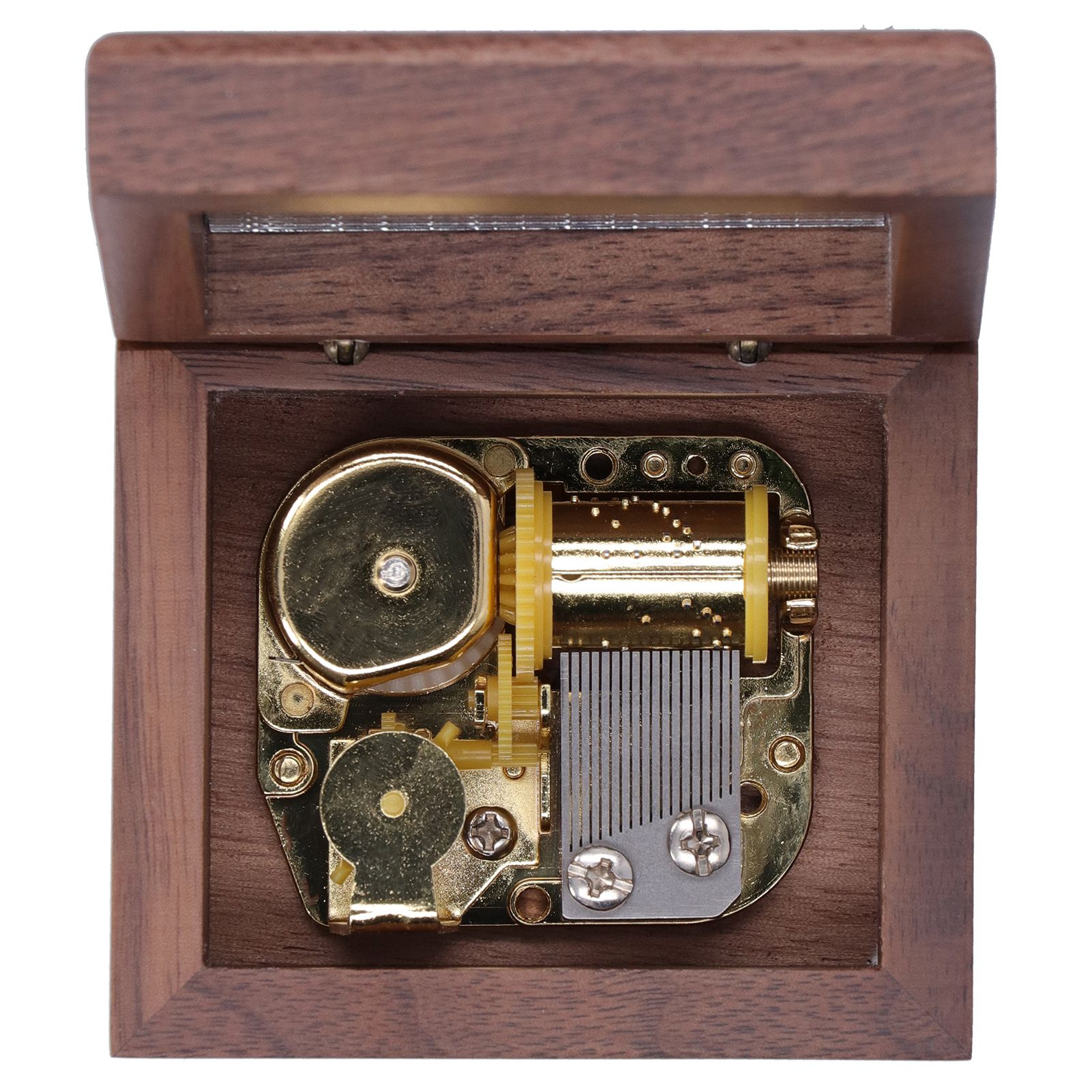 Walnut Wood Music Box Clockwork Musical Box Wooden Handicraft Gift for view 6