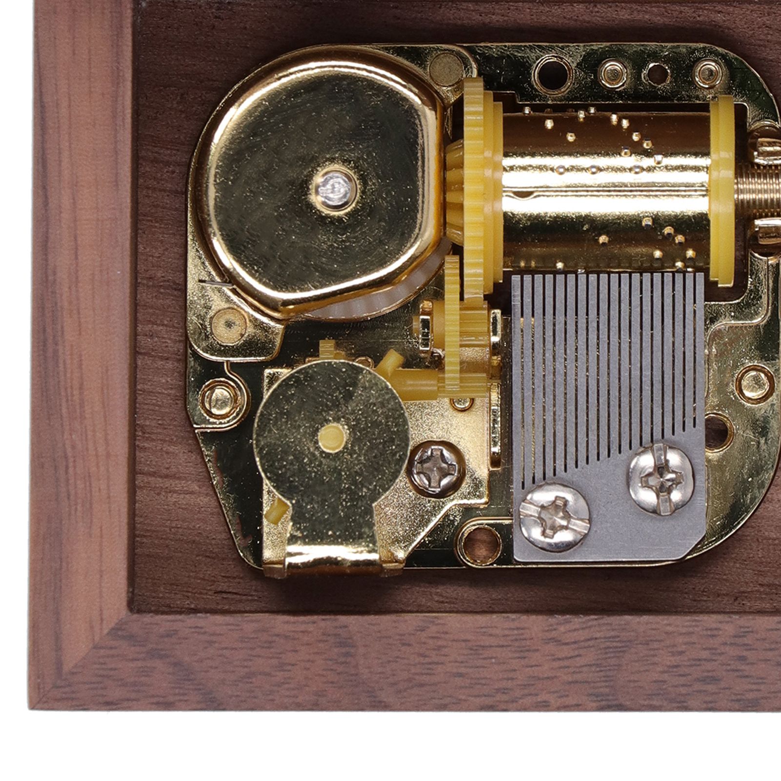 Walnut Wood Music Box Clockwork Musical Box Wooden Handicraft Gift for view 11