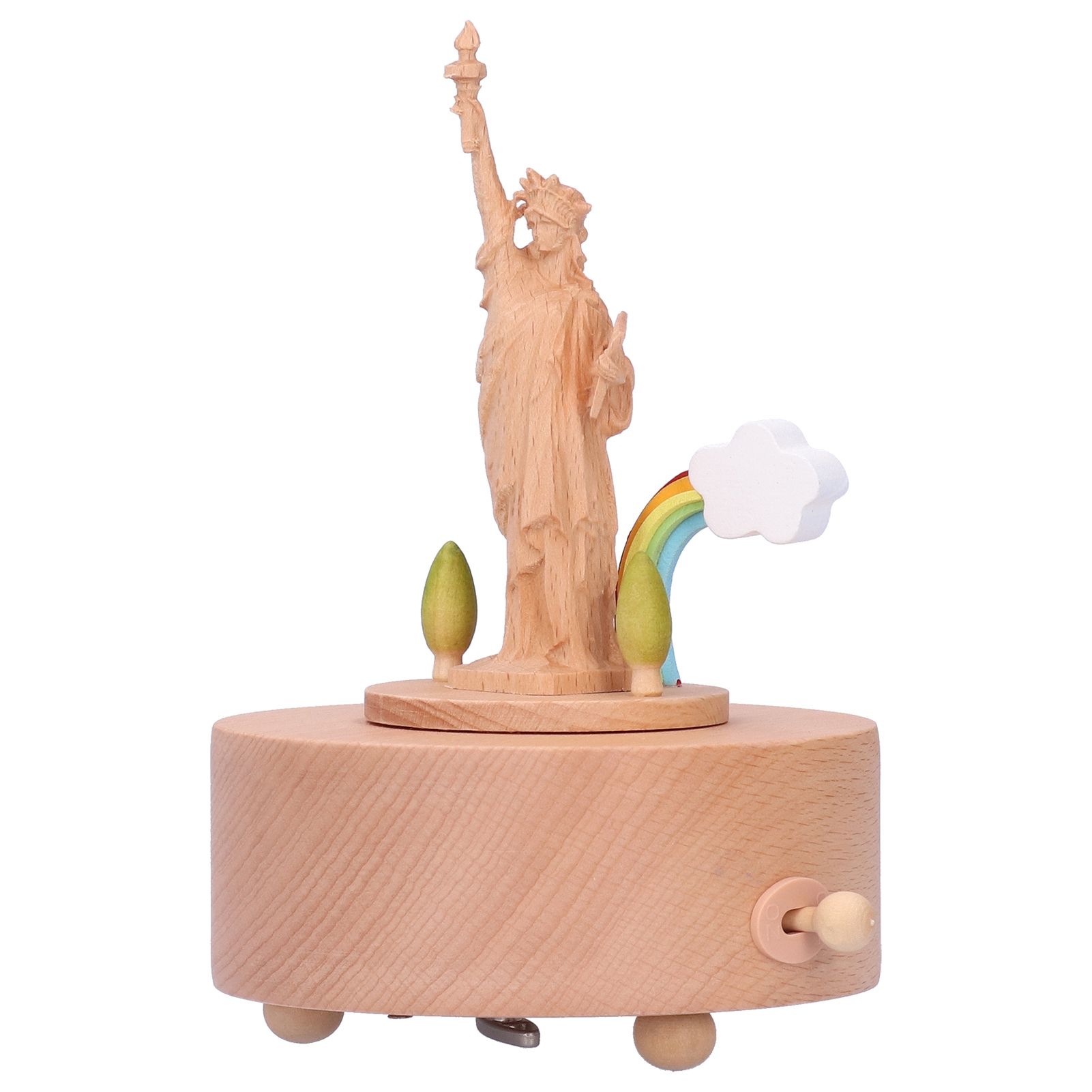 Statue Music Box Wood Musical Box 3D Carving Handicraft Gift Rotatable Home view 4