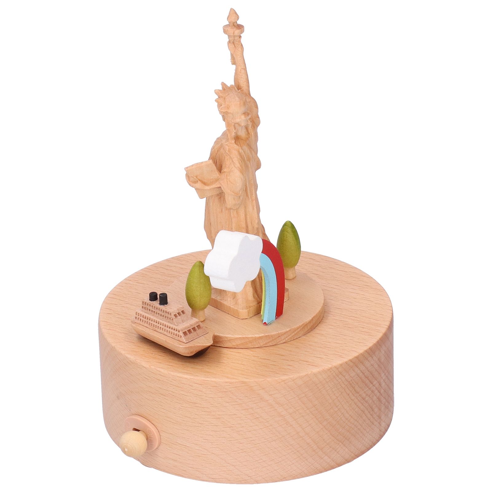Statue Music Box Wood Musical Box 3D Carving Handicraft Gift Rotatable Home view 5
