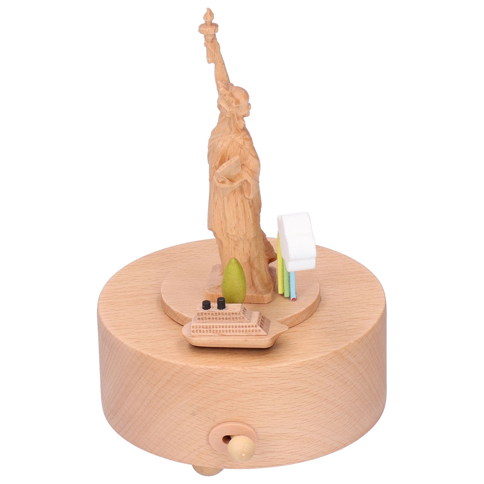 Statue Music Box Wood Musical Box 3D Carving Handicraft Gift Rotatable Home view 7