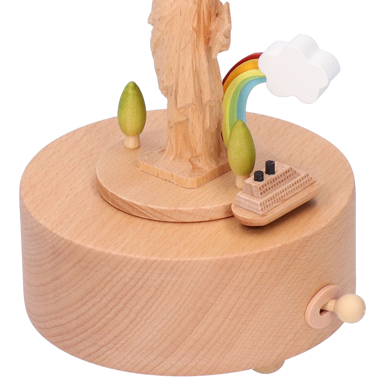 Statue Music Box Wood Musical Box 3D Carving Handicraft Gift Rotatable Home view 12