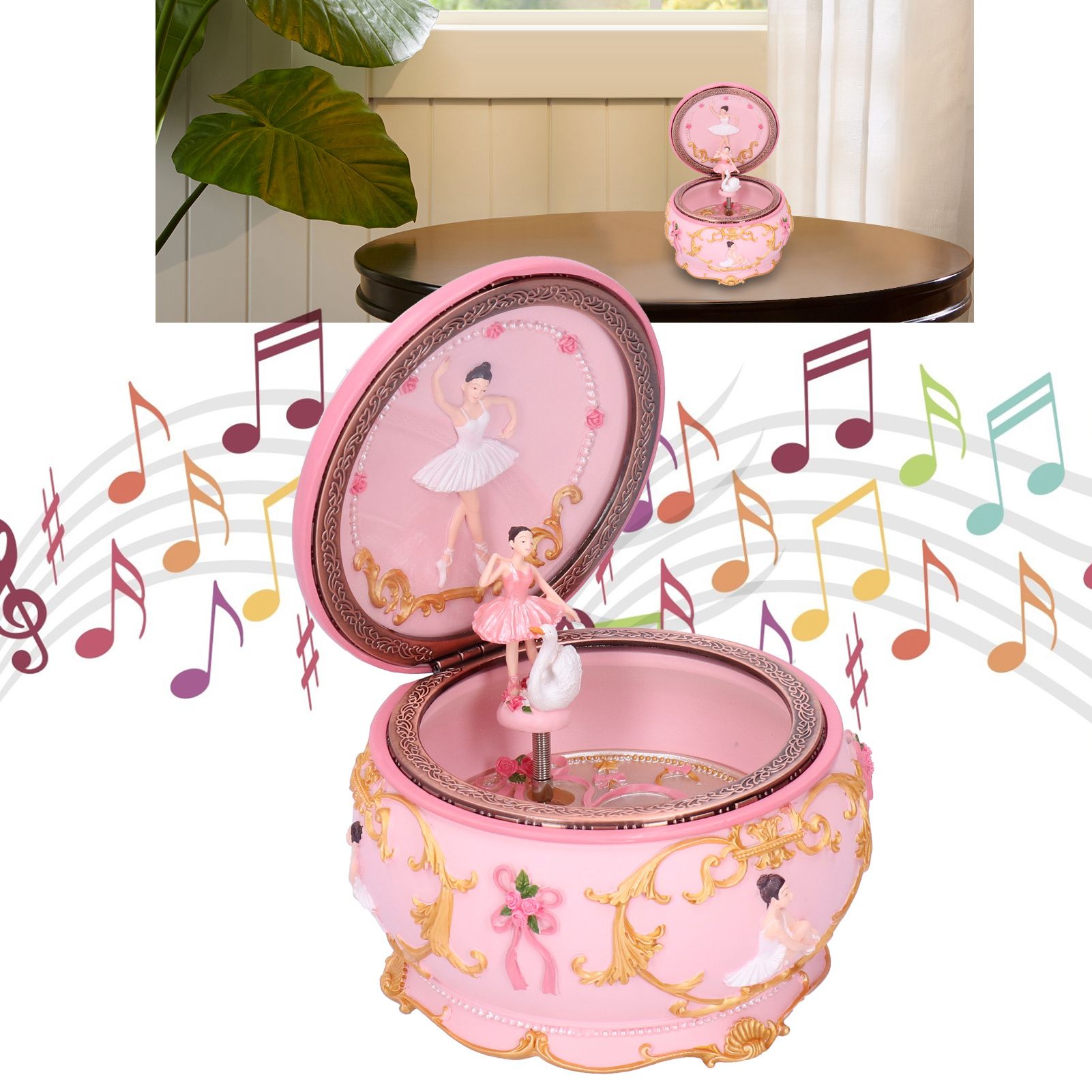 LED Music Box Figurine Rotation Exquisite Music Box Home Decoration Girls view 9
