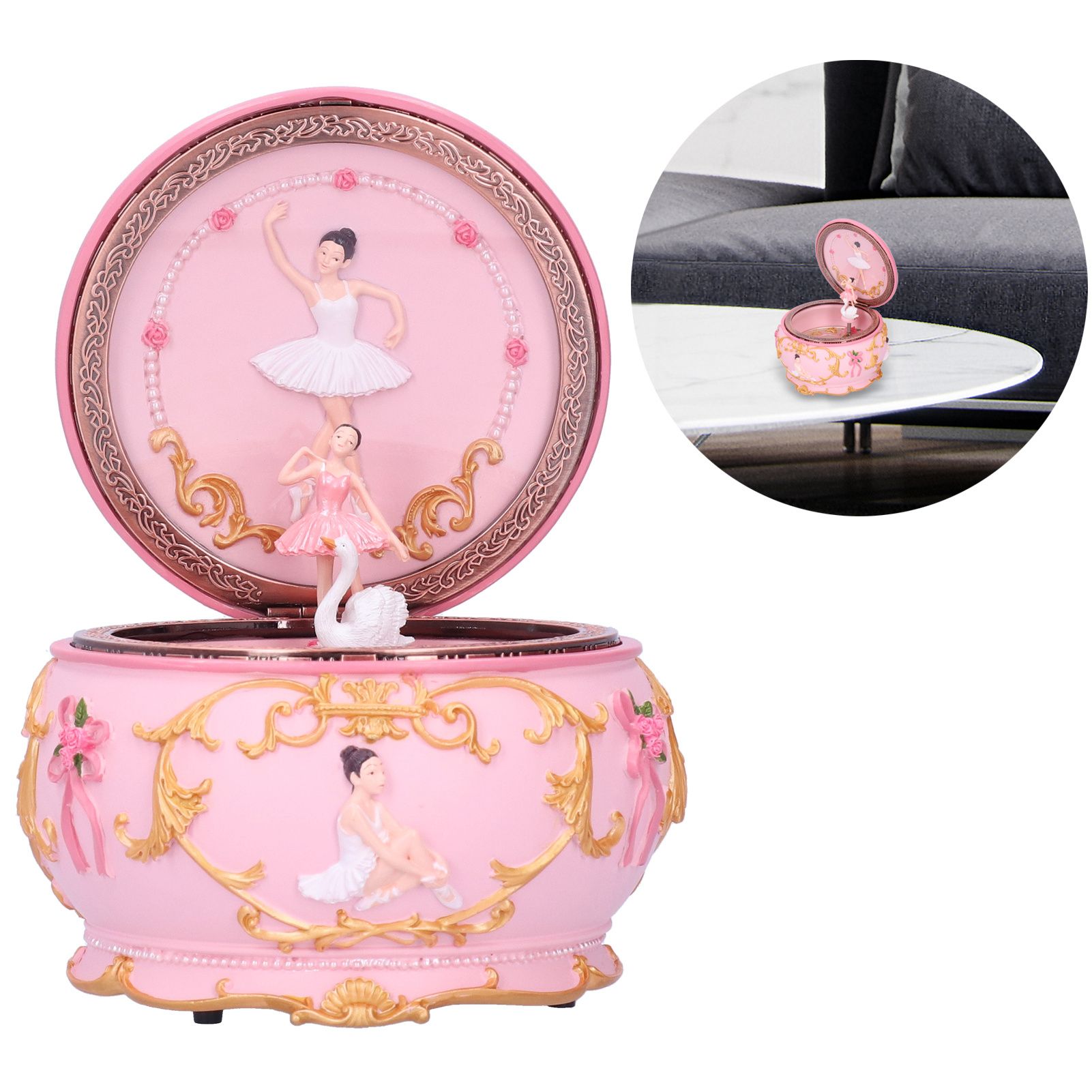 LED Music Box Figurine Rotation Exquisite Music Box Home Decoration Girls view 10