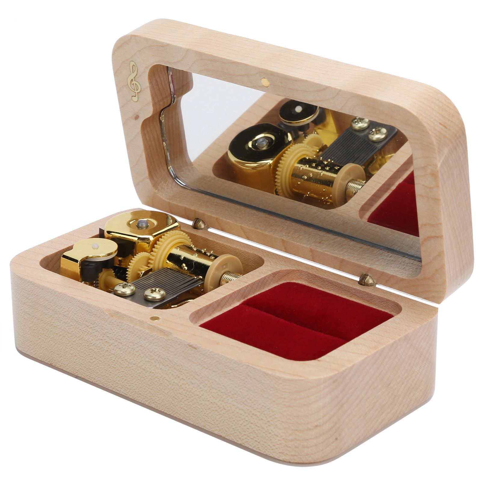 Mechanical Wooden Music Box Jewelry Ring Box Home Ornament Gifts for Birthday view 3