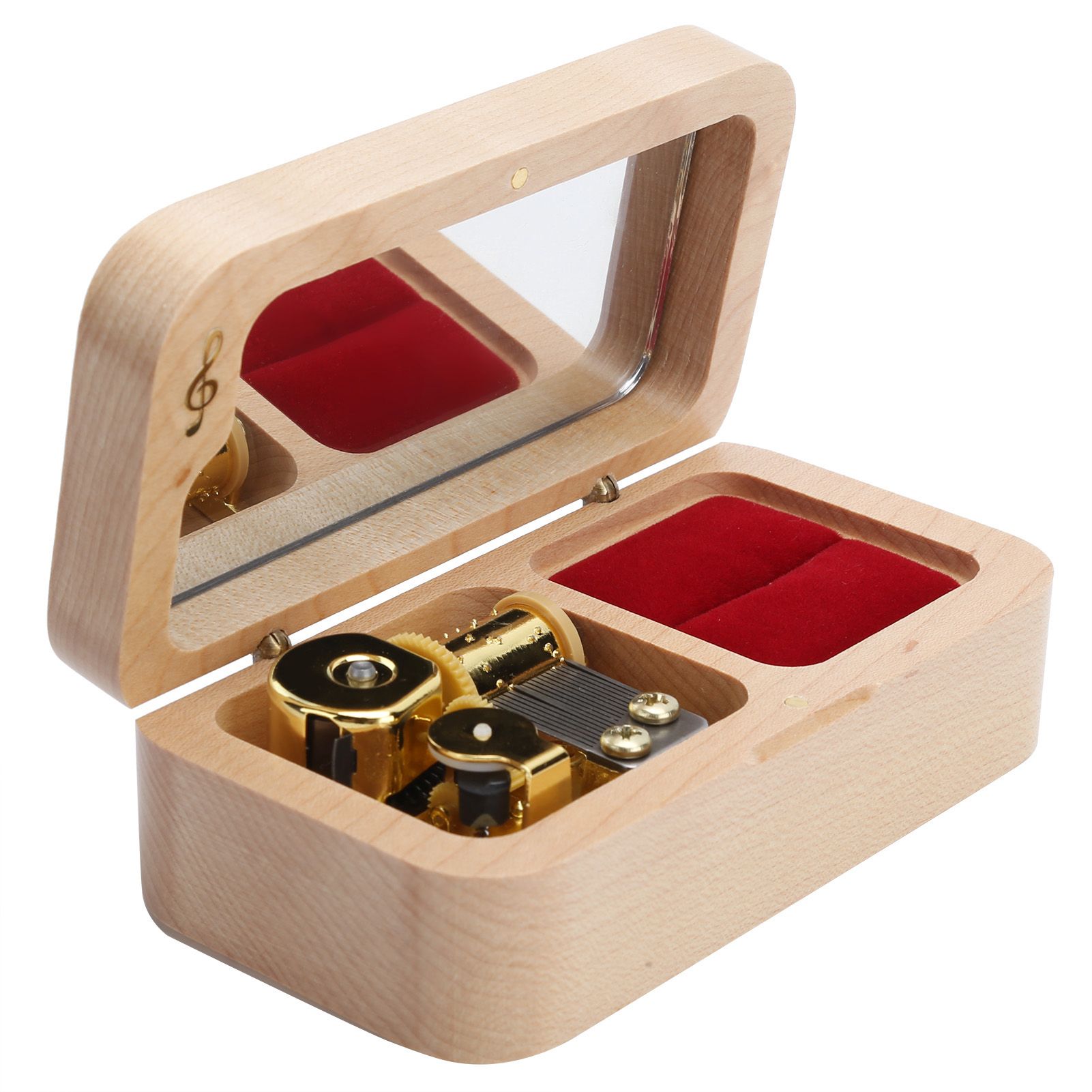 Mechanical Wooden Music Box Jewelry Ring Box Home Ornament Gifts for Birthday view 5