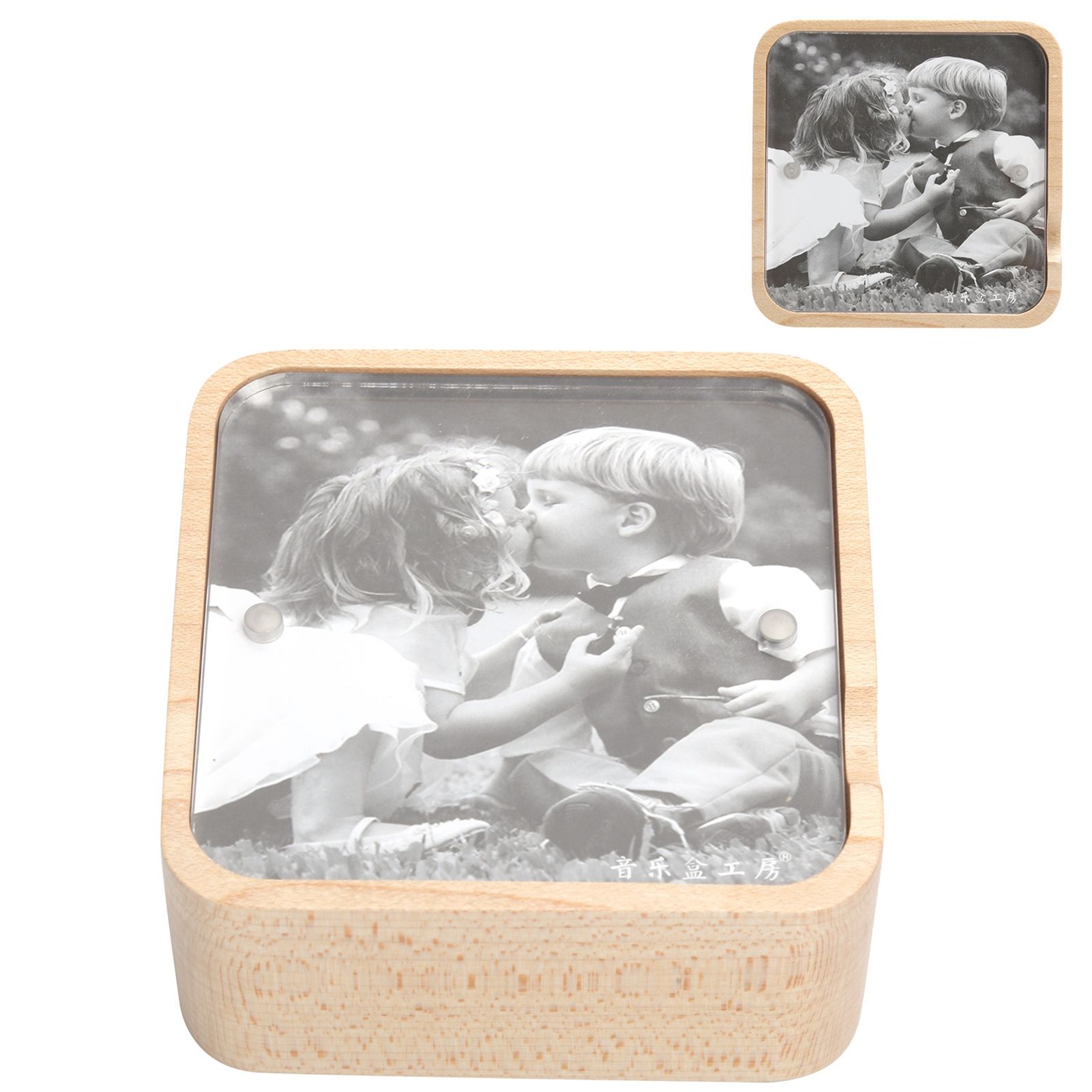 Music Box Gravity Sensor Wooden Photo Frame Musical Box for Home Decoration view 8
