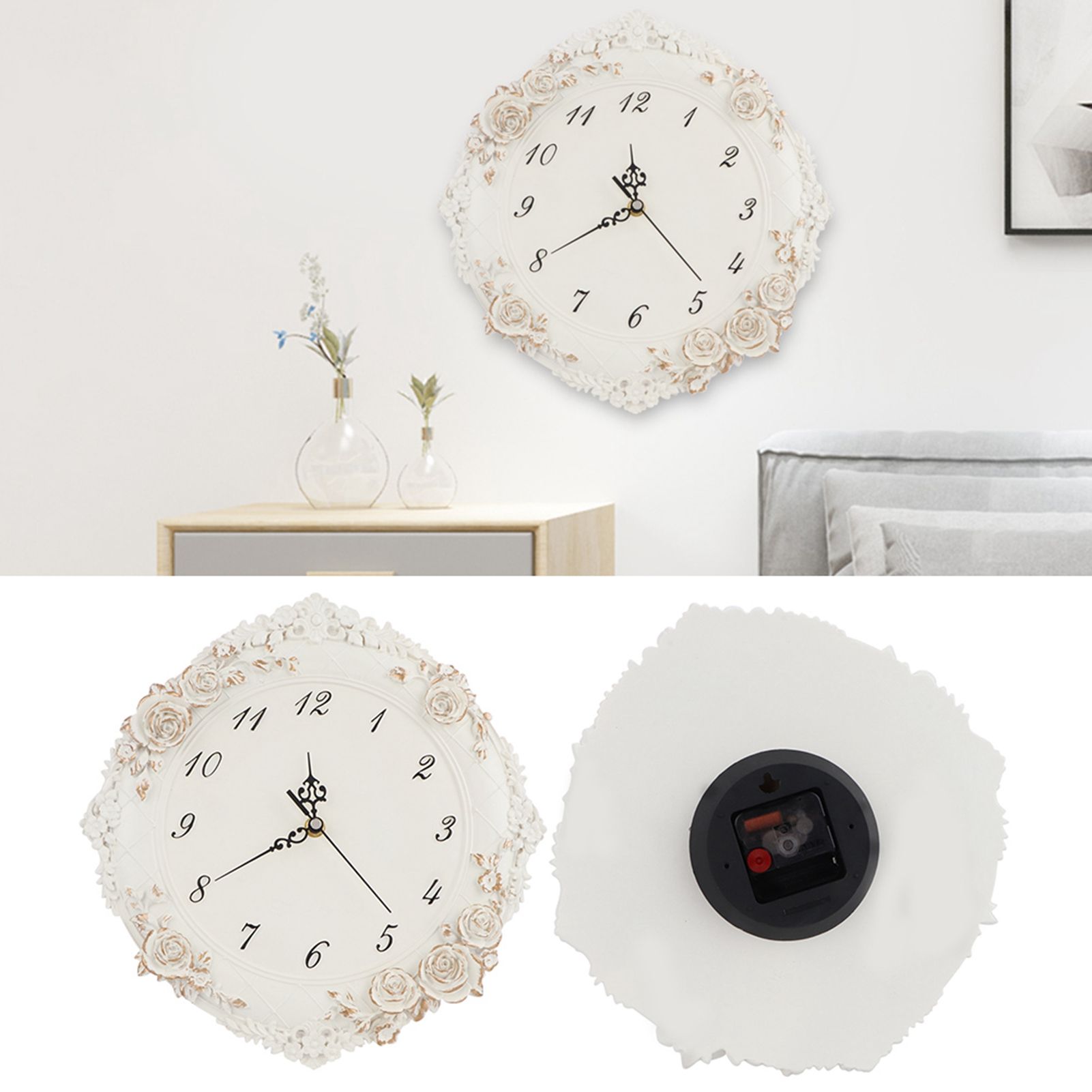 European Style Wall Clock Silent Battery Operated Clock for Home Living Room view 9