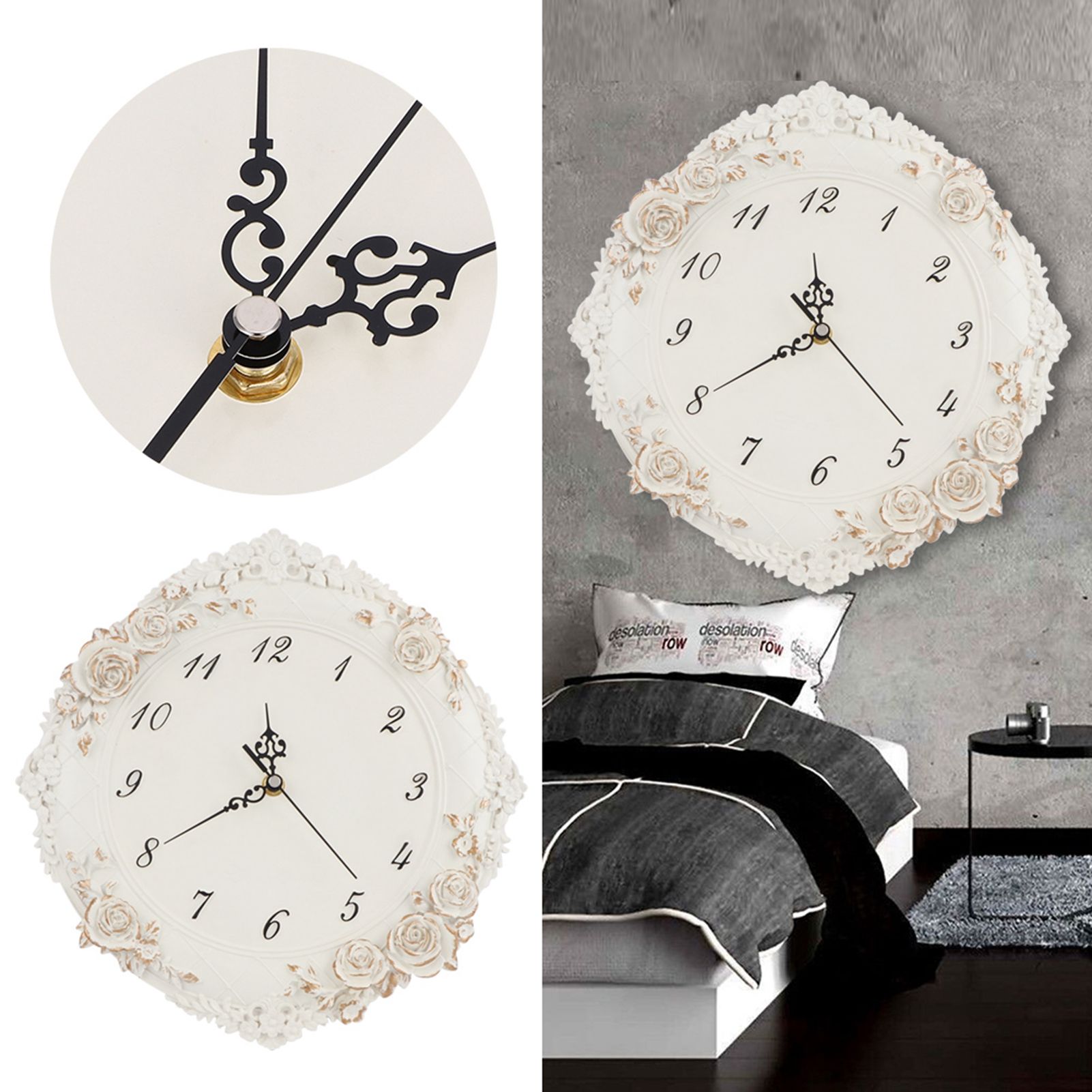 European Style Wall Clock Silent Battery Operated Clock for Home Living Room view 10