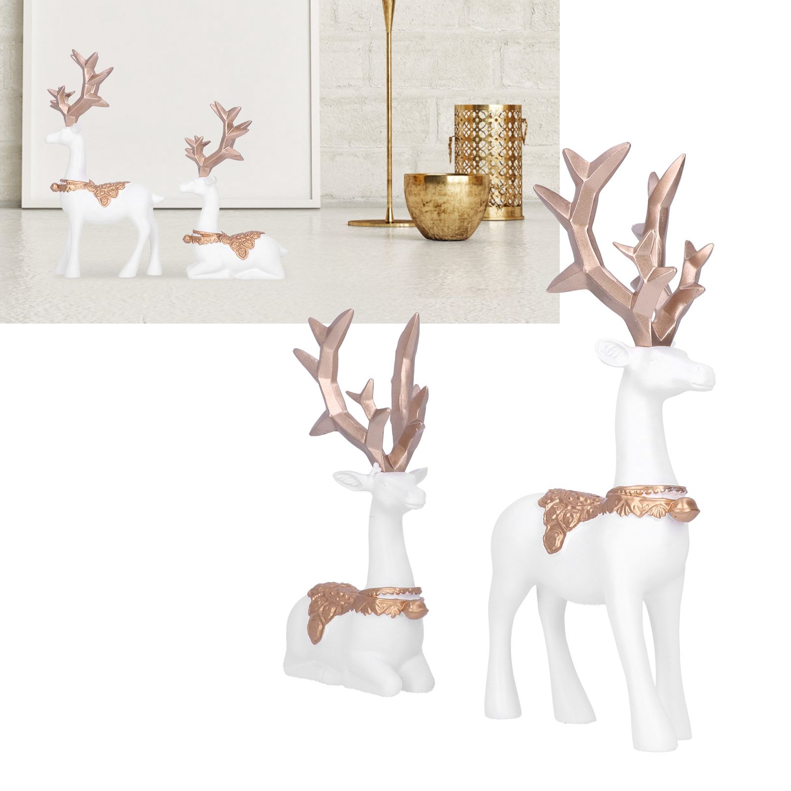 Nordic Style Geometric Standing Sitting Elk Sculpture Resin Deer Statue view 9