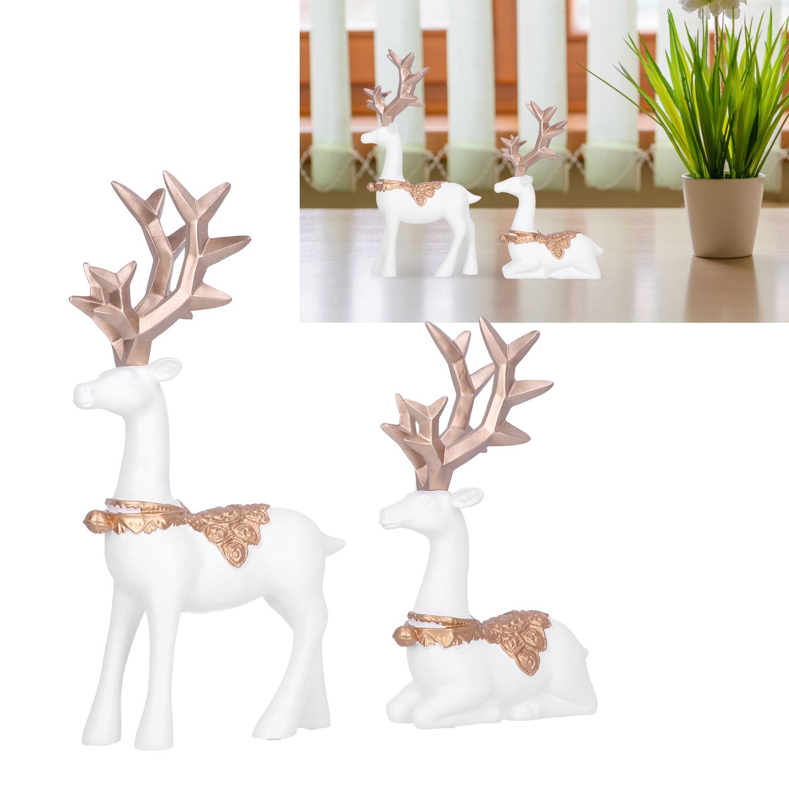Nordic Style Geometric Standing Sitting Elk Sculpture Resin Deer Statue view 10