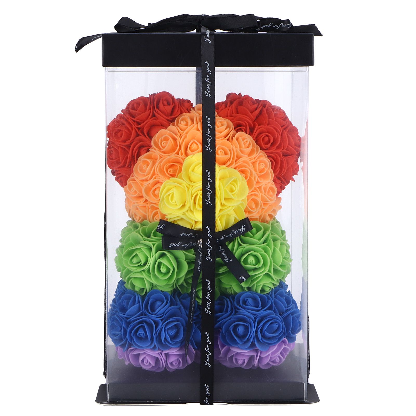 Flower Bear Ornament Colorful Artificial Fake Rose Gift for Valentines Day view 2
