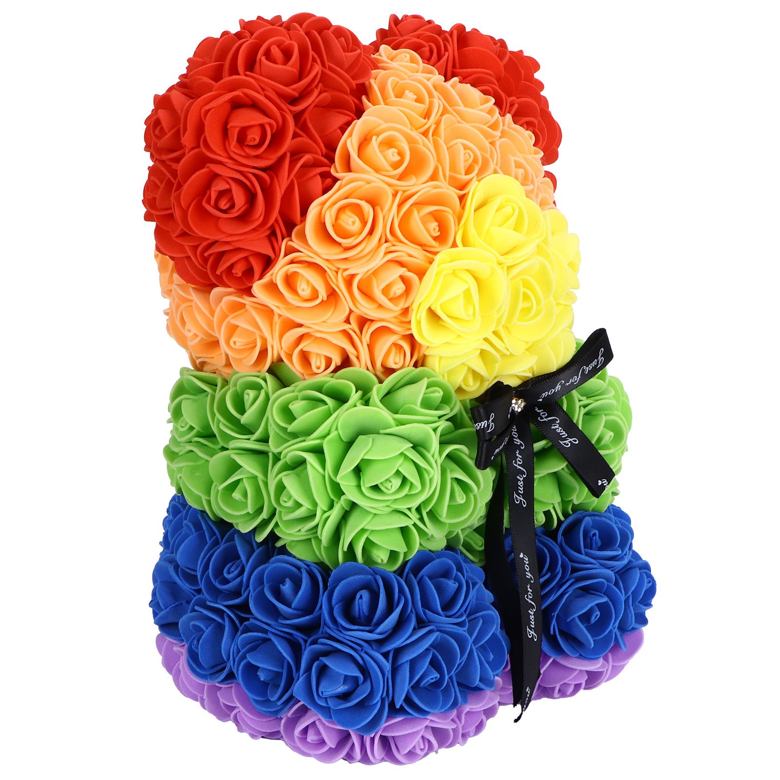 Flower Bear Ornament Colorful Artificial Fake Rose Gift for Valentines Day view 3