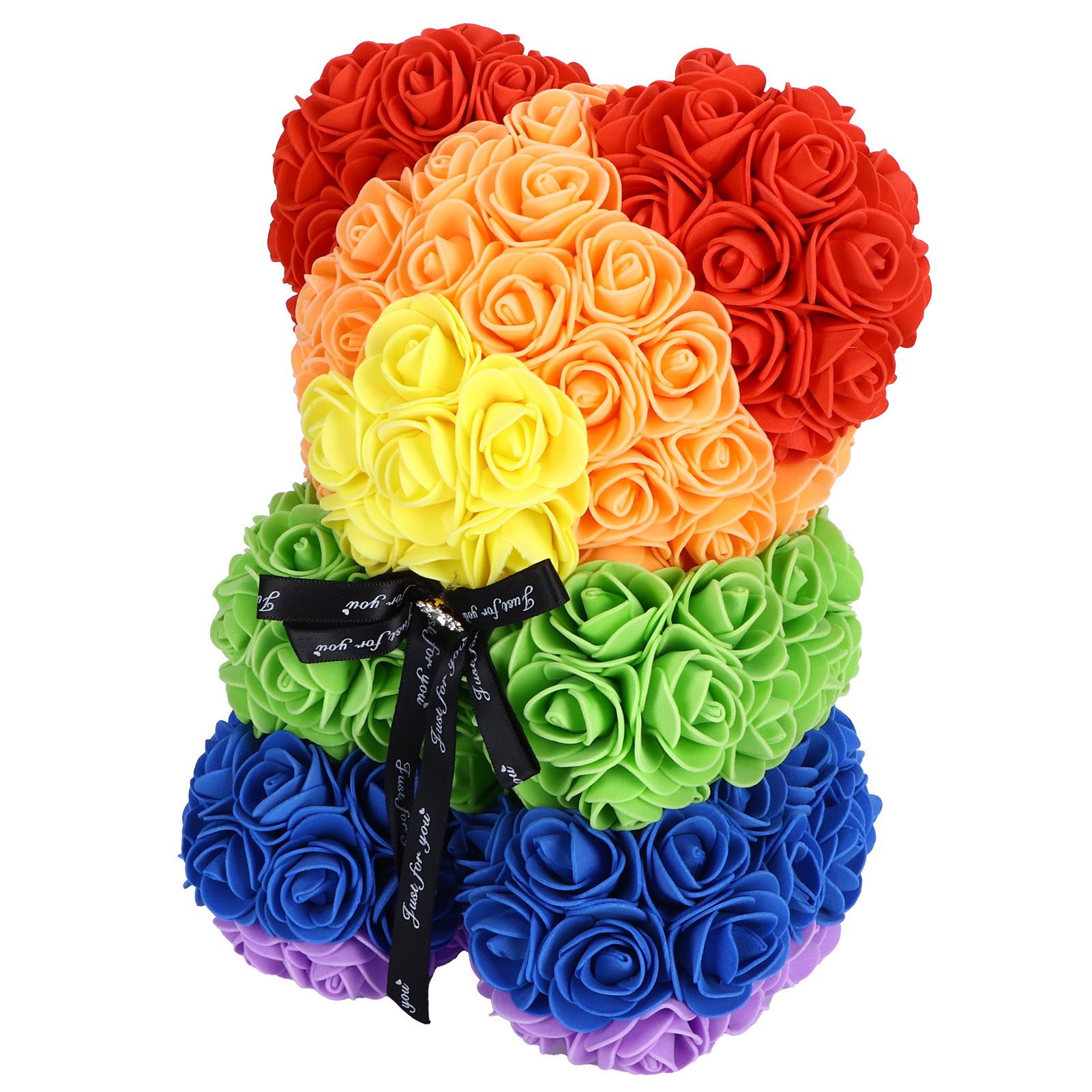 Flower Bear Ornament Colorful Artificial Fake Rose Gift for Valentines Day view 4