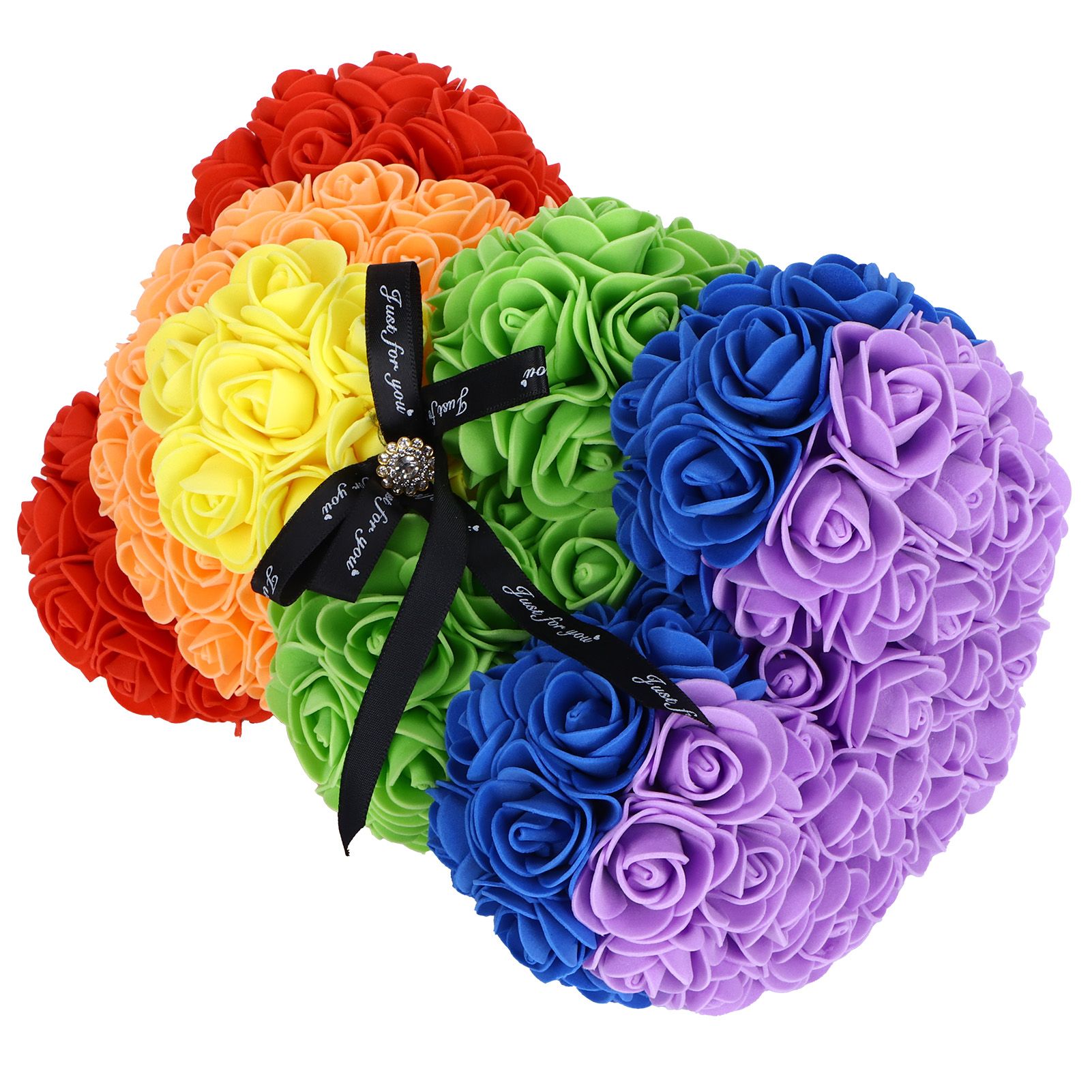 Flower Bear Ornament Colorful Artificial Fake Rose Gift for Valentines Day view 8