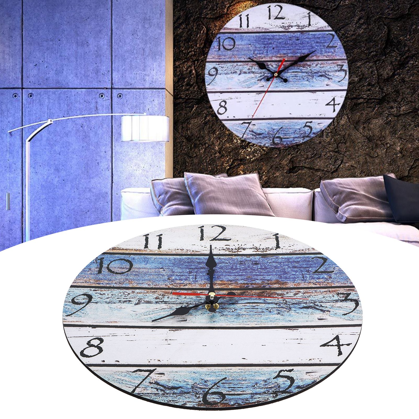 Vintage Wall Clock Non Ticking Decorative Clock for Living Room Home Office view 10
