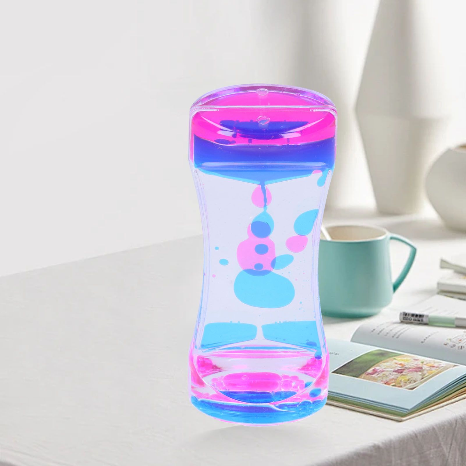 Double Color Liquid Motion Bubbler Timer Hourglass Liquid Bubbler Toy Desk view 11