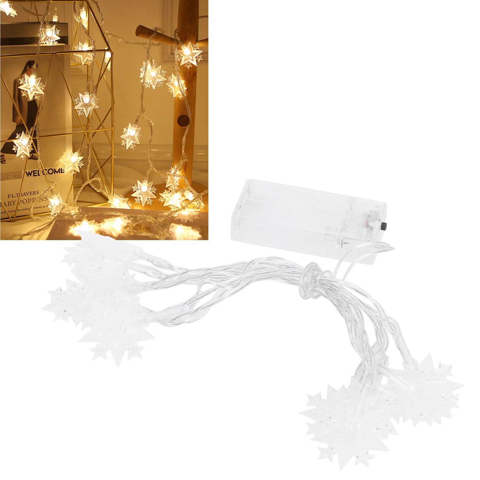 10 Lights Head Plastic FivePointed Star String Light Christmas Light for Festival view 11