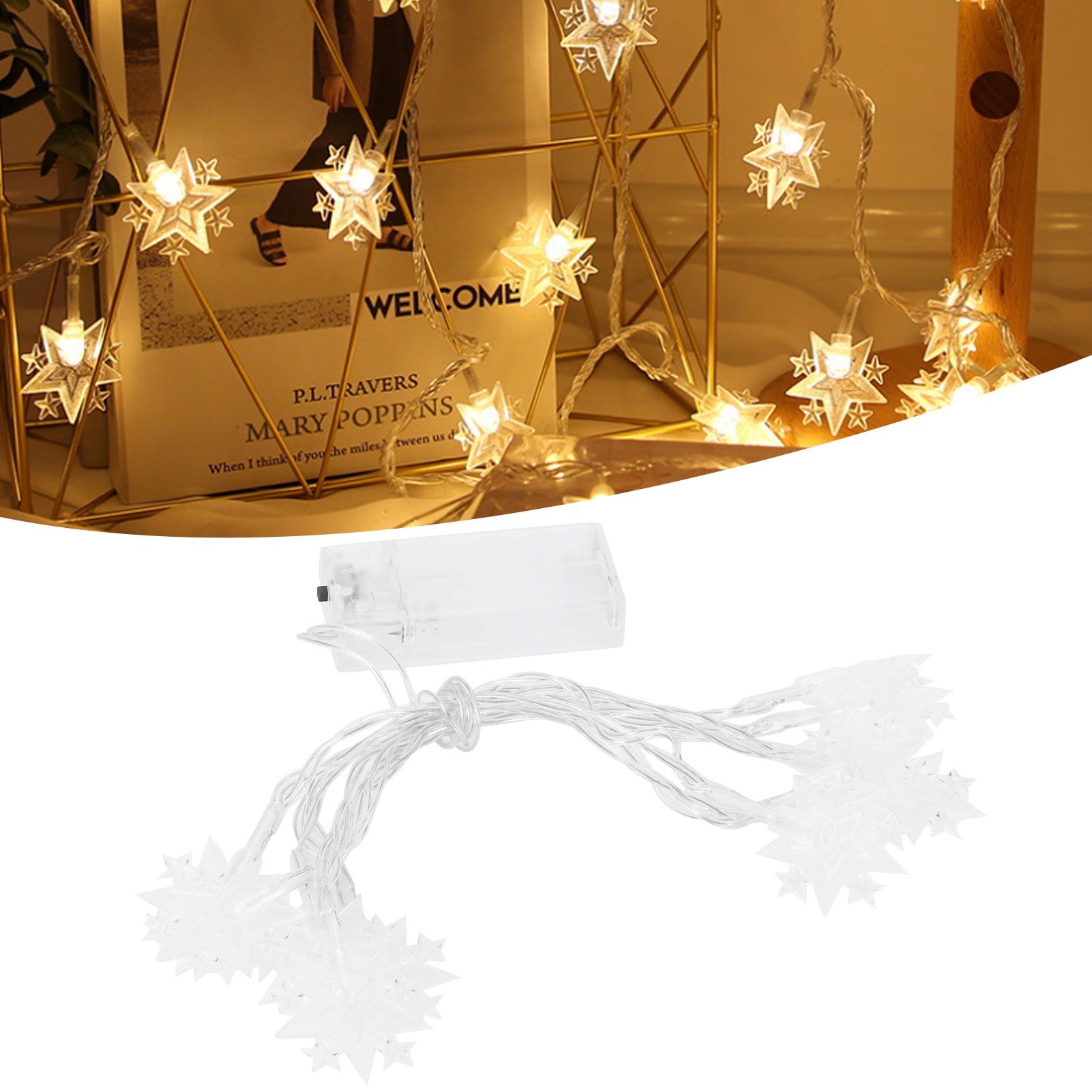 10 Lights Head Plastic FivePointed Star String Light Christmas Light for Festival view 12