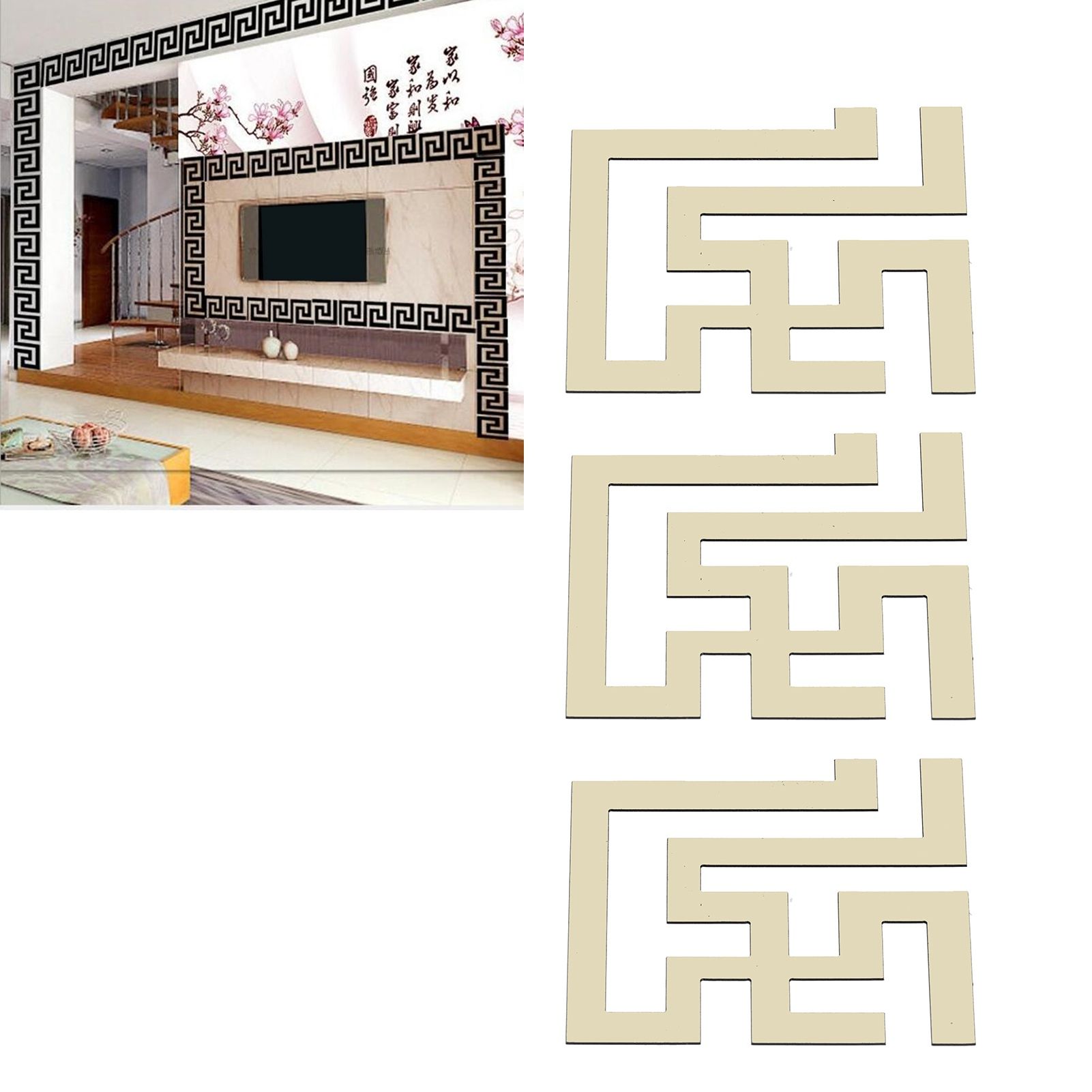 Waistline Mirror Sticker Modern PVC DIY Stereoscopic Wall Decals Background view 11