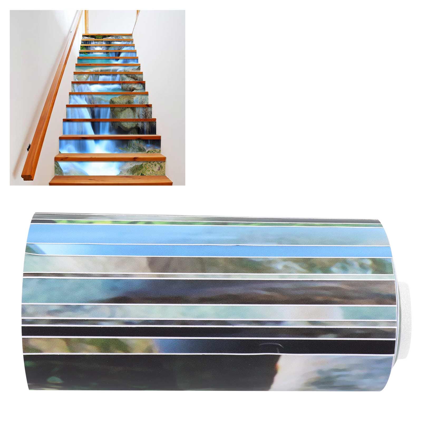 13Pcs/Set Waterfall Scenery Stairs Stickers Steps Renovation Stickers Home view 12