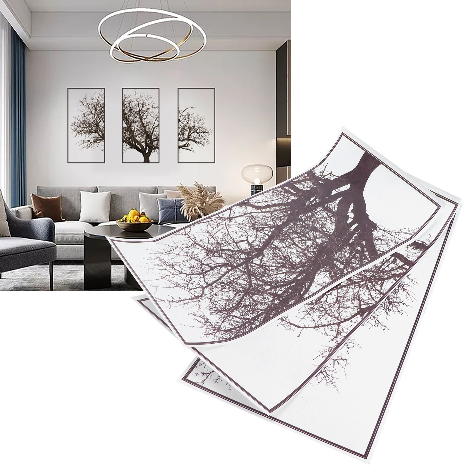 Decorative Stickers Nordic Style Gray Tree Wall Art Decals Home Background view 11