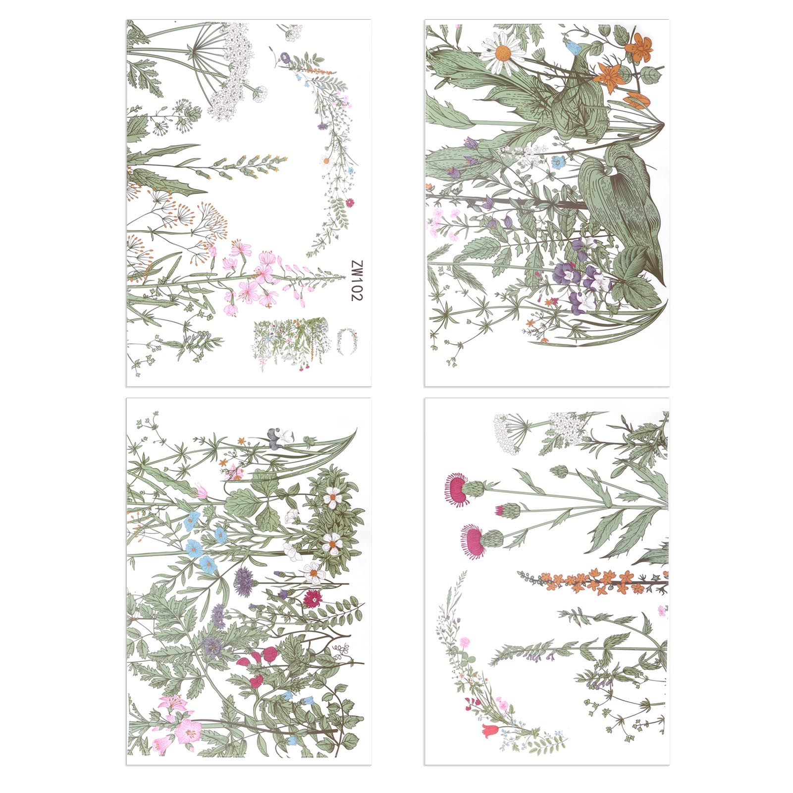 Plant Flowers Pattern Self Adhesive Wall Sticker DIY Wallpaper for Living Room view 2