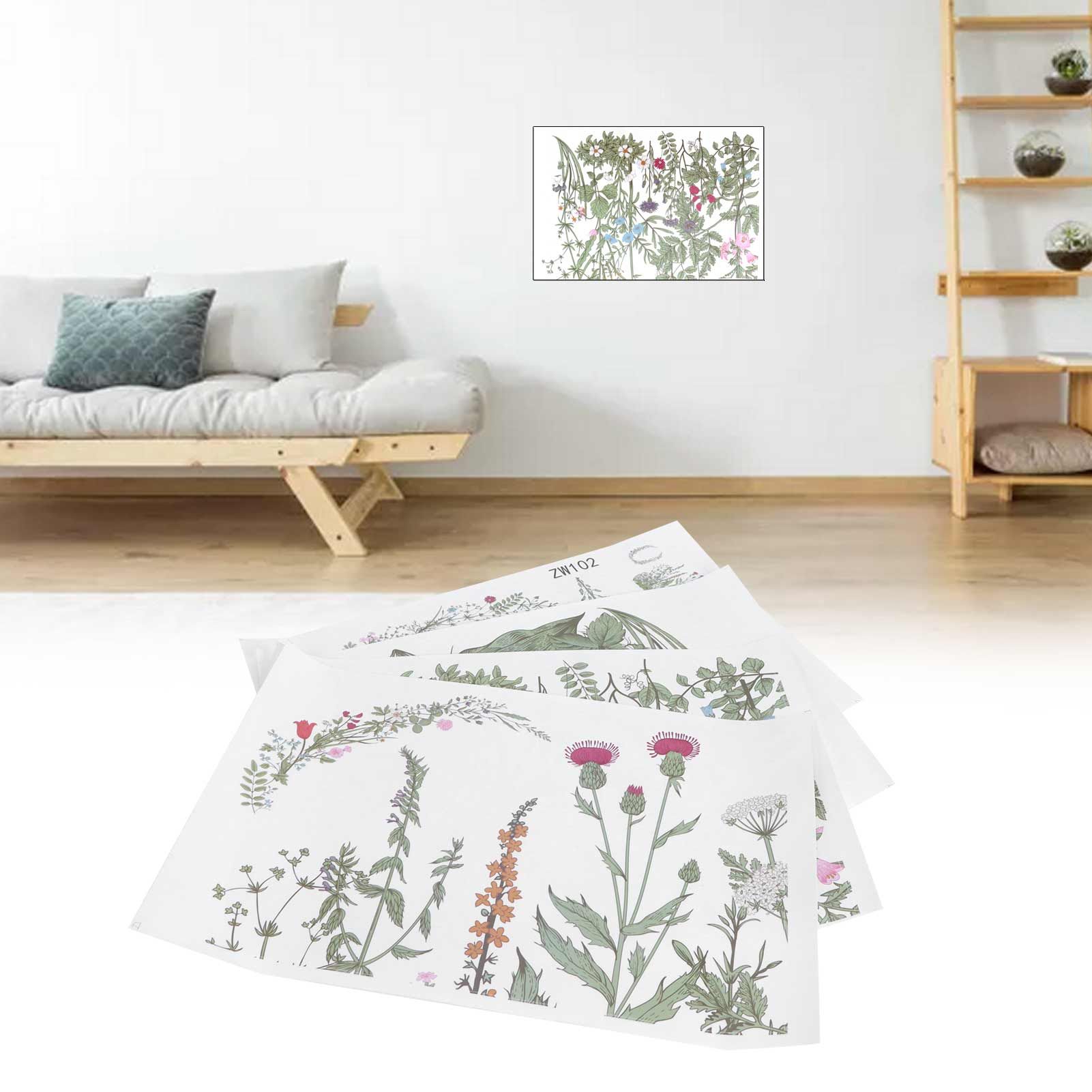 Plant Flowers Pattern Self Adhesive Wall Sticker DIY Wallpaper for Living Room view 11