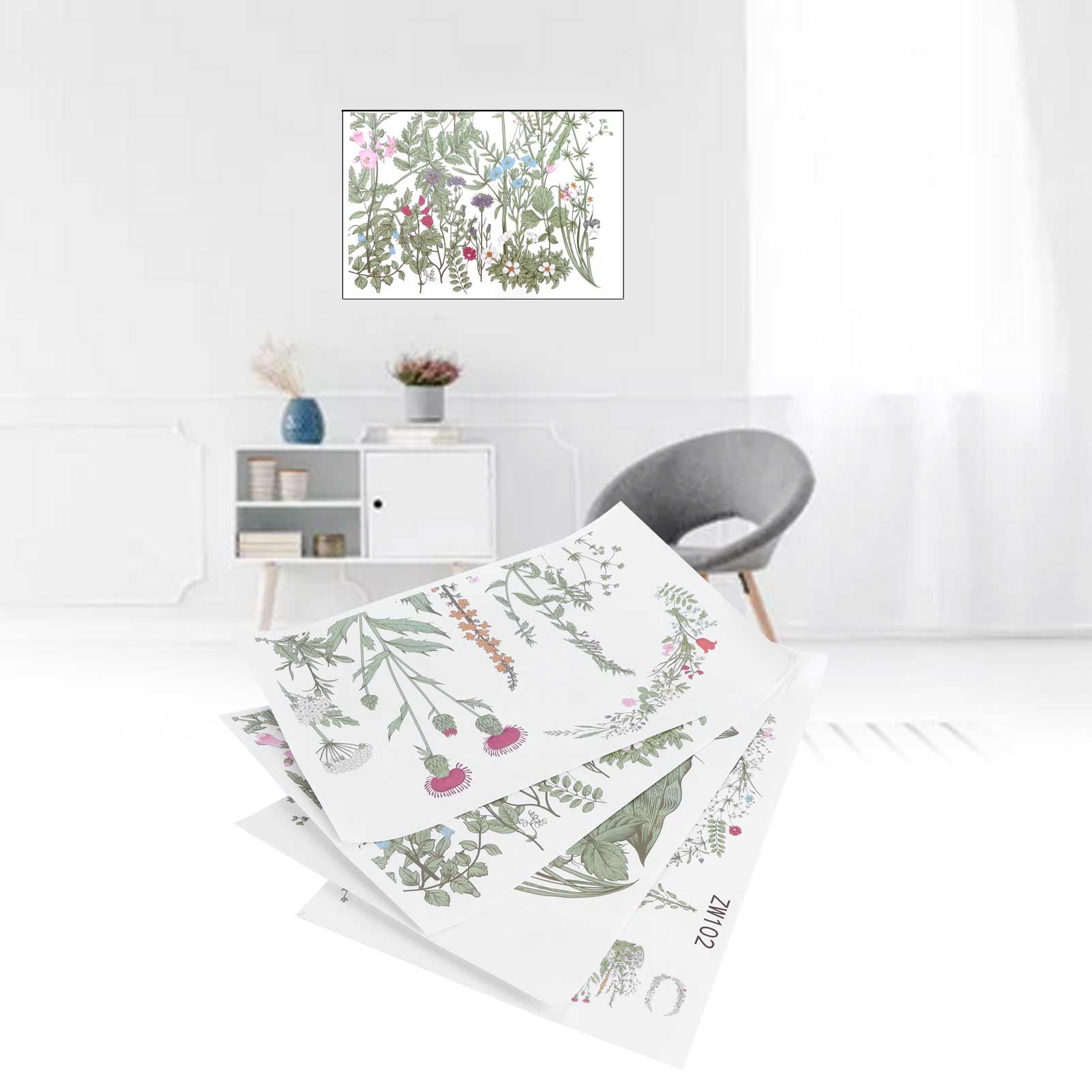 Plant Flowers Pattern Self Adhesive Wall Sticker DIY Wallpaper for Living Room view 12