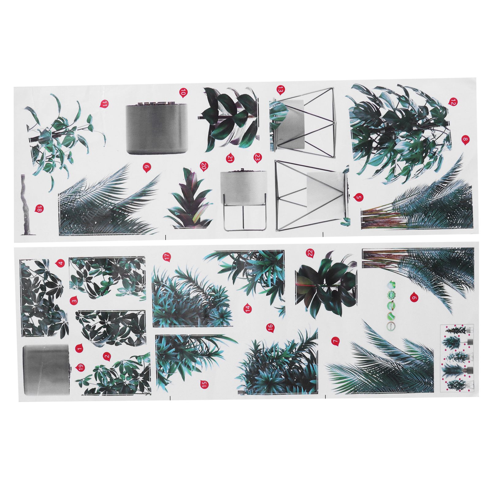 Green Pot Plants Pattern Wall Decals Wall Stickers for Living Room Background view 3