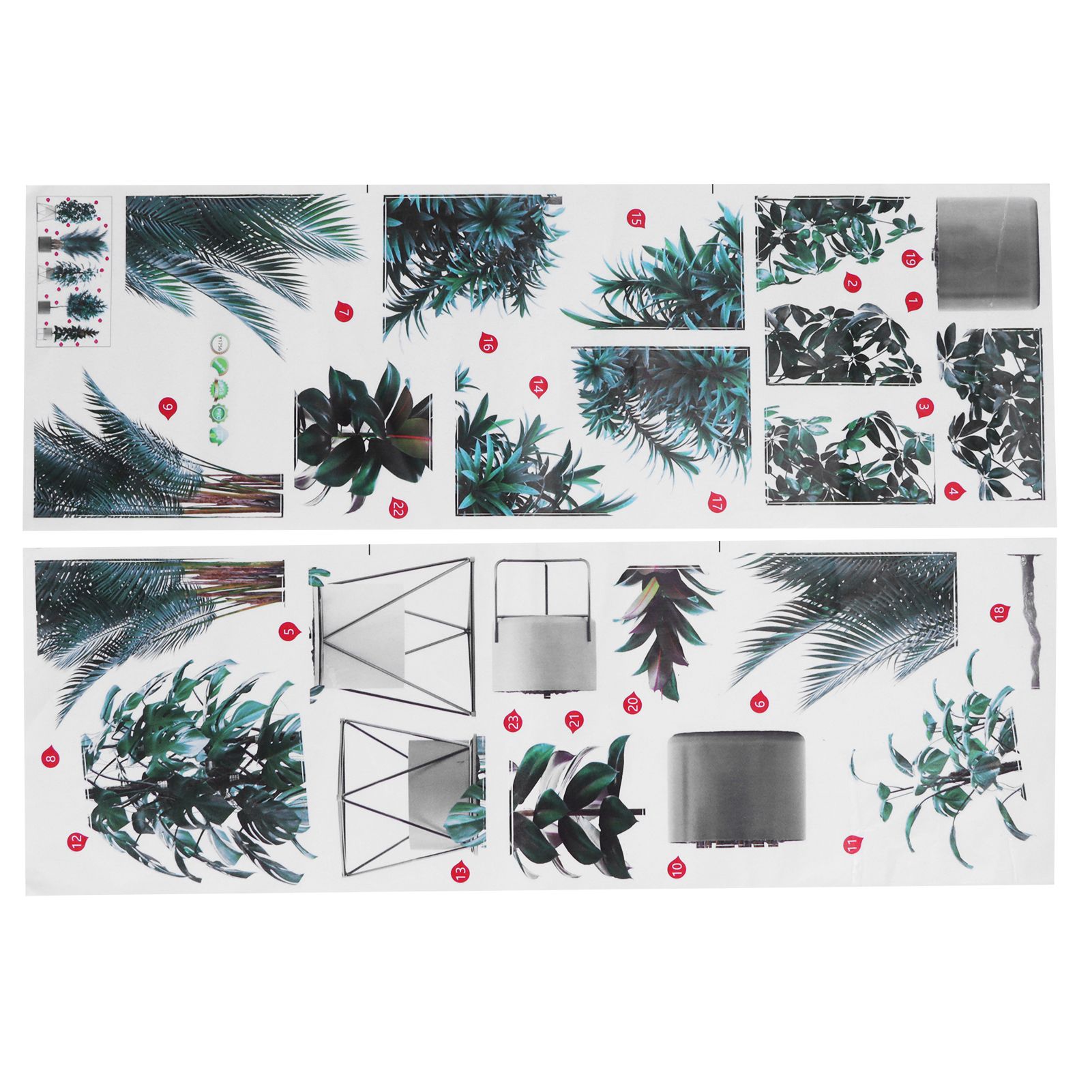 Green Pot Plants Pattern Wall Decals Wall Stickers for Living Room Background view 10