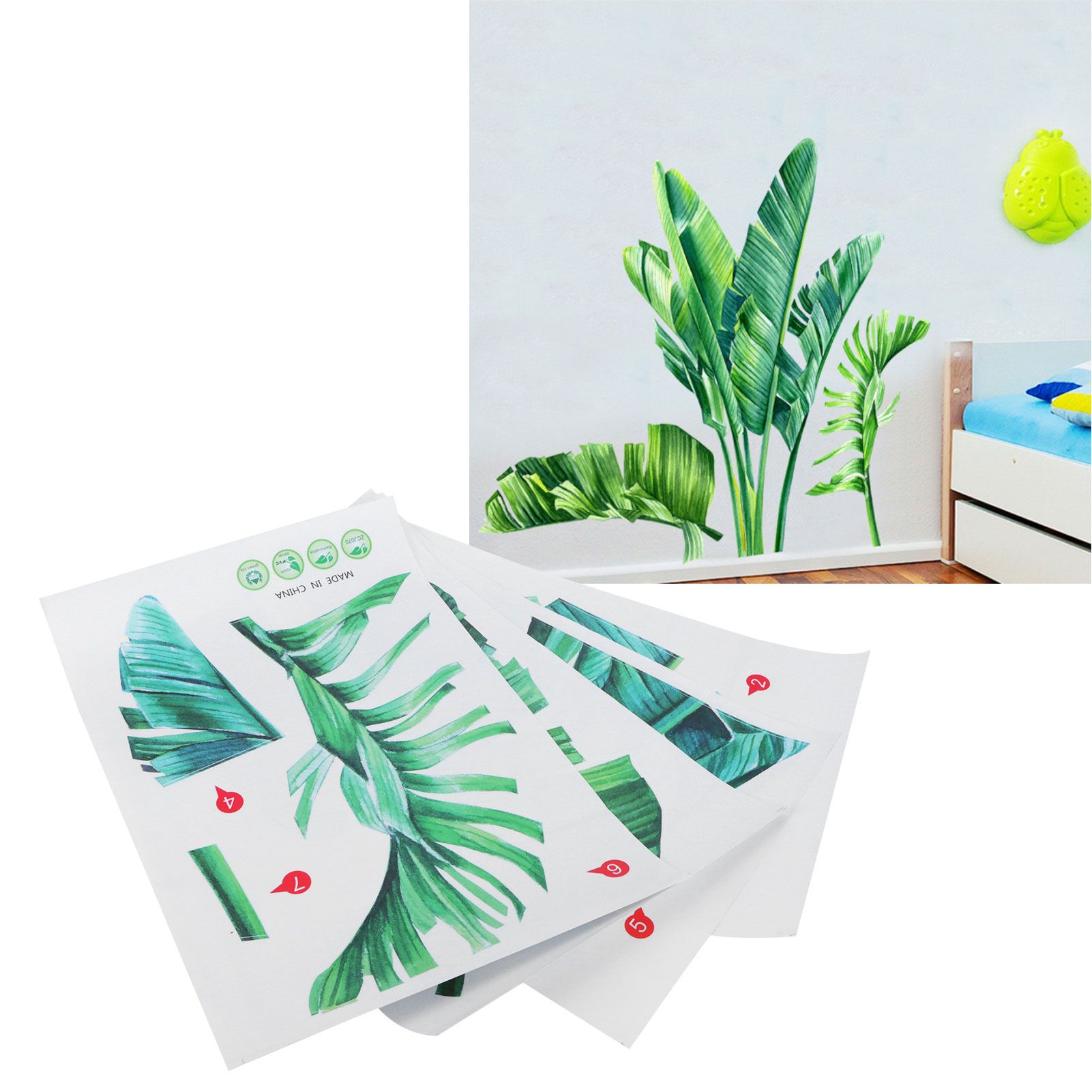 Tropical Plant Pattern Wall Stickers Self Adhesive Wallpaper for Bedroom view 11
