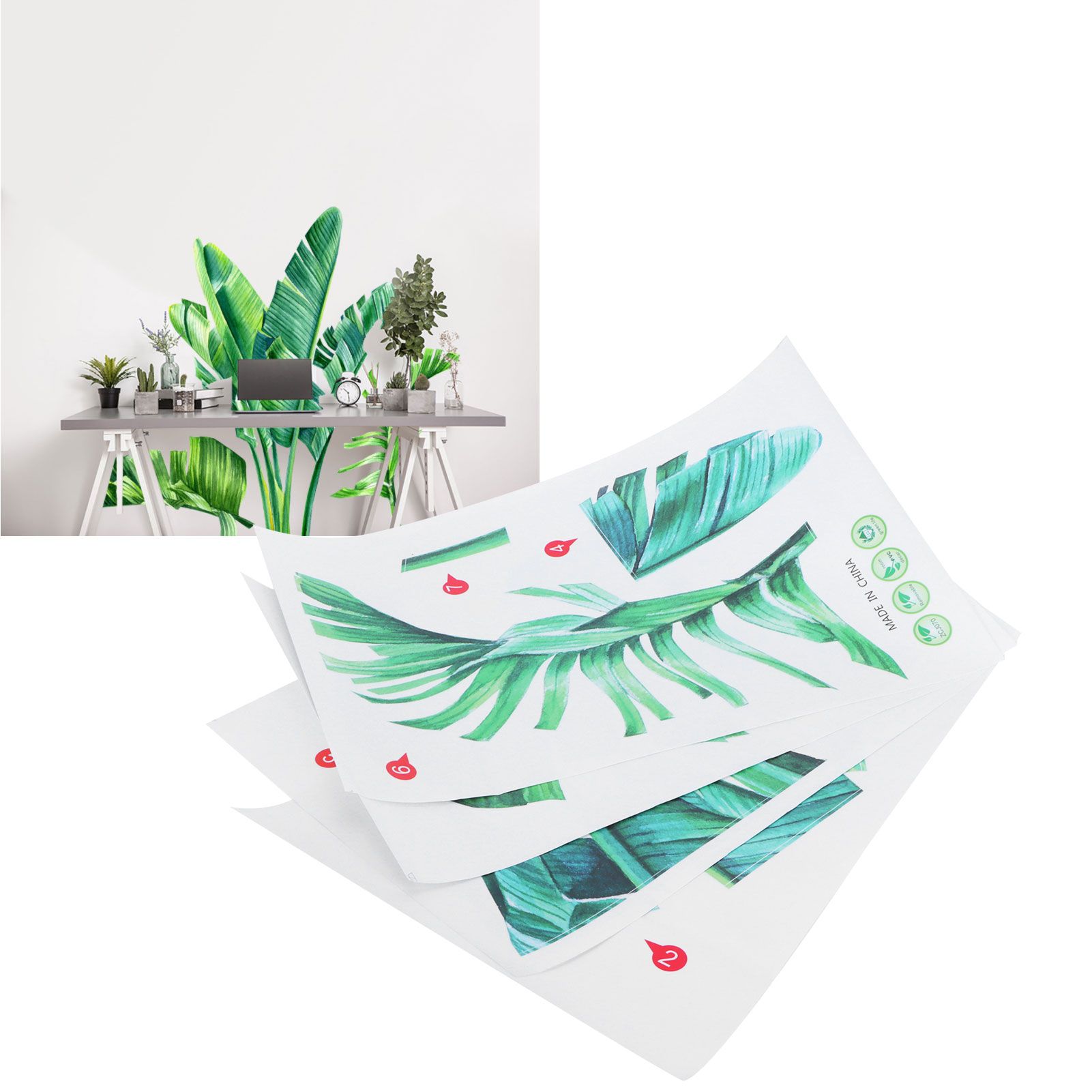 Tropical Plant Pattern Wall Stickers Self Adhesive Wallpaper for Bedroom view 12
