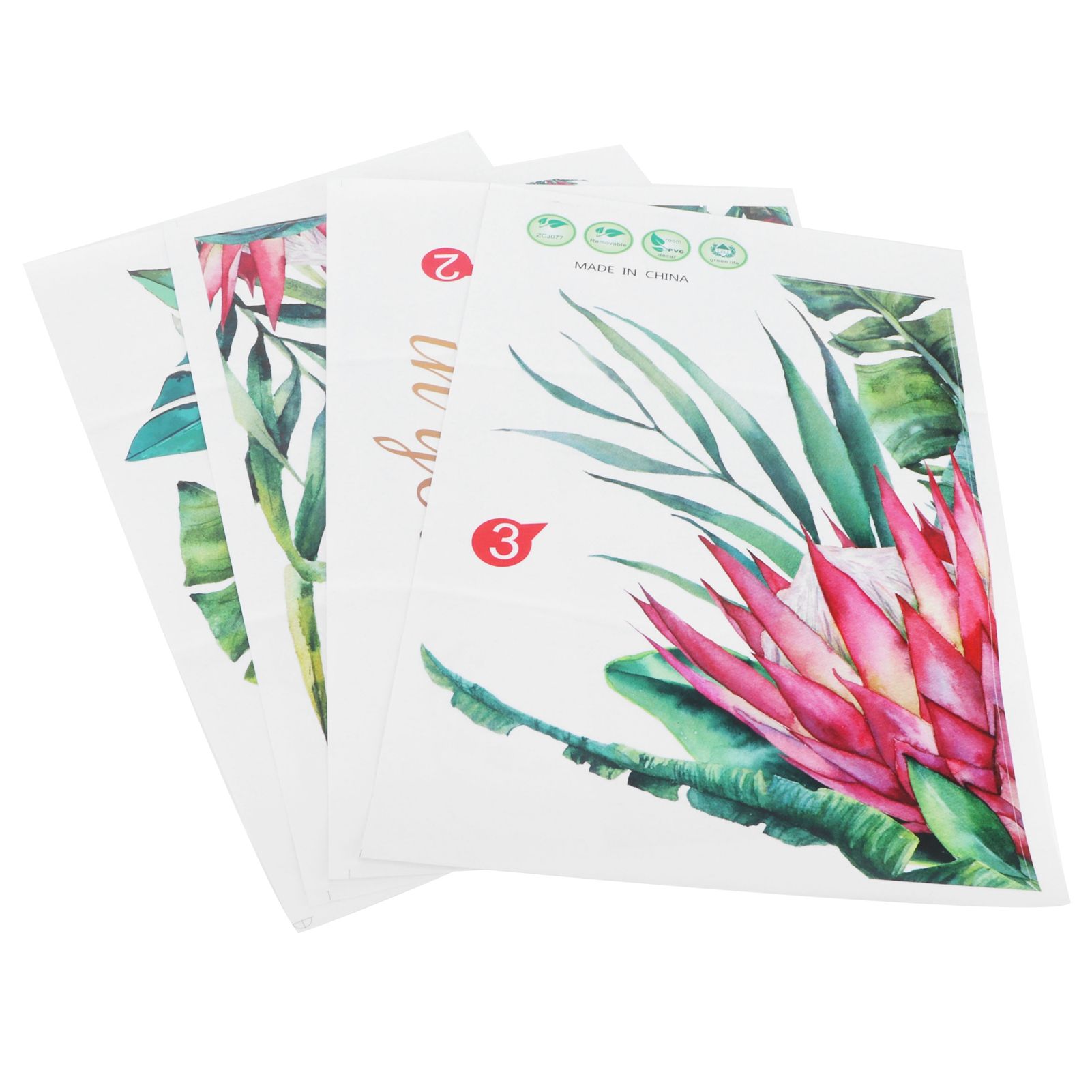 Plant Flowers Pattern Wall Stickers Self Adhesive Wall Decals for Living Room view 3