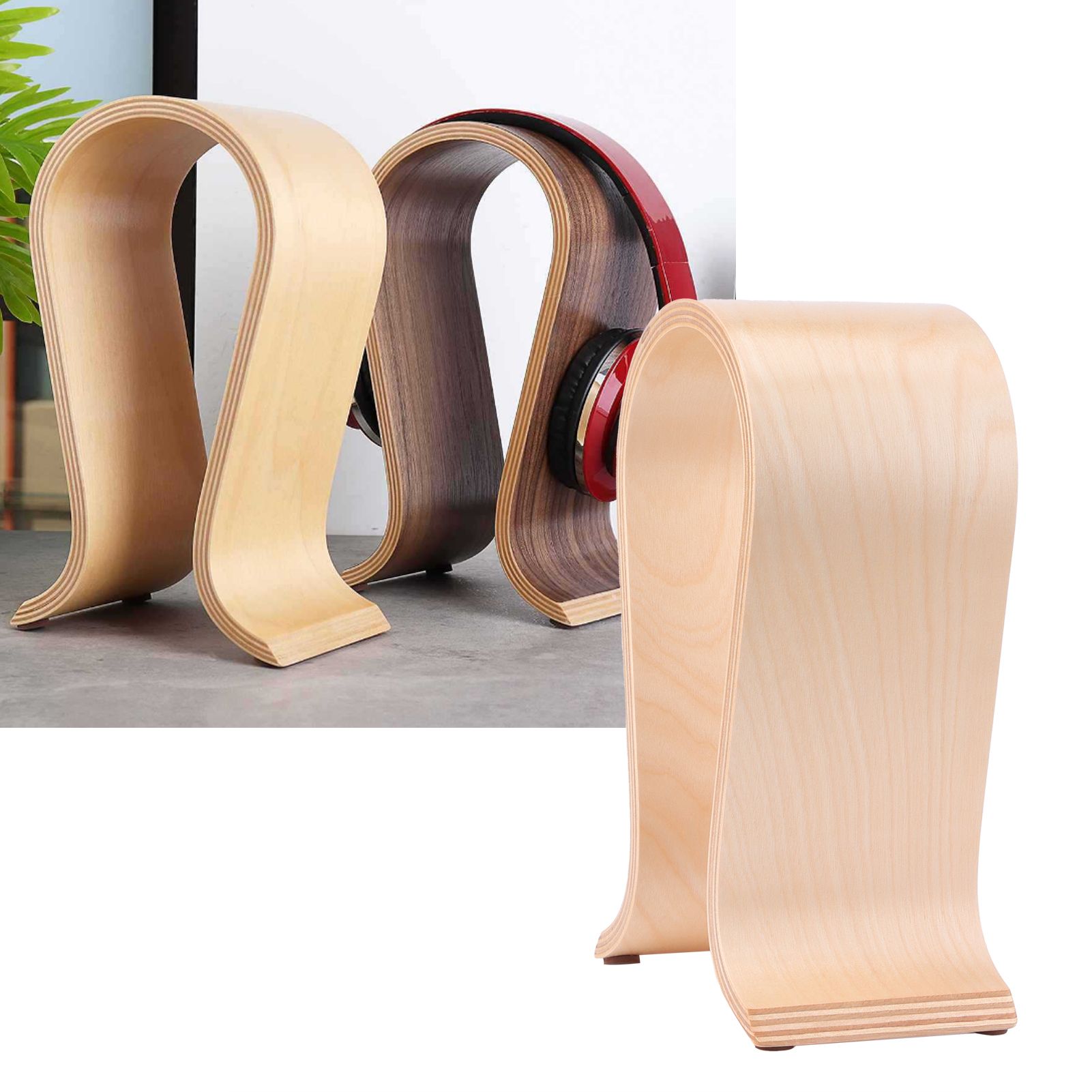 Wooden Headphone Holder Hanger Wood Headset Holder Display Rack for Office view 12
