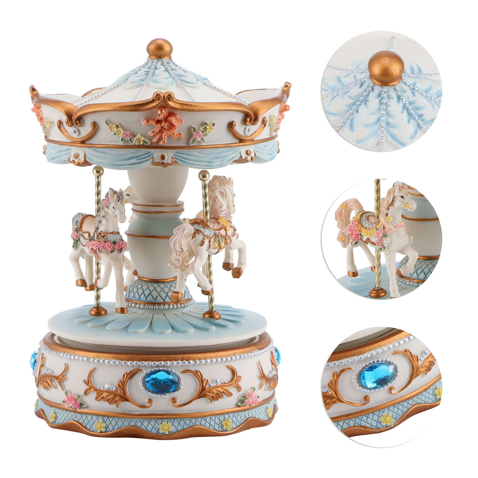 Rotating Horse Style Music Box Musical Box with Colorful Lights Valentine's view 10